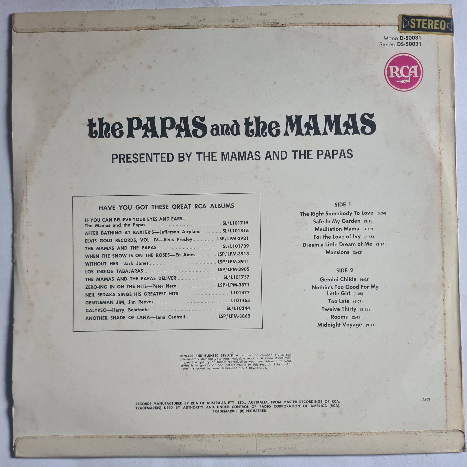 The Mamas & The Papas – The Papas & The Mamas - 1968 - Vinyl Record Lp (near mint) - Sound Hound Records