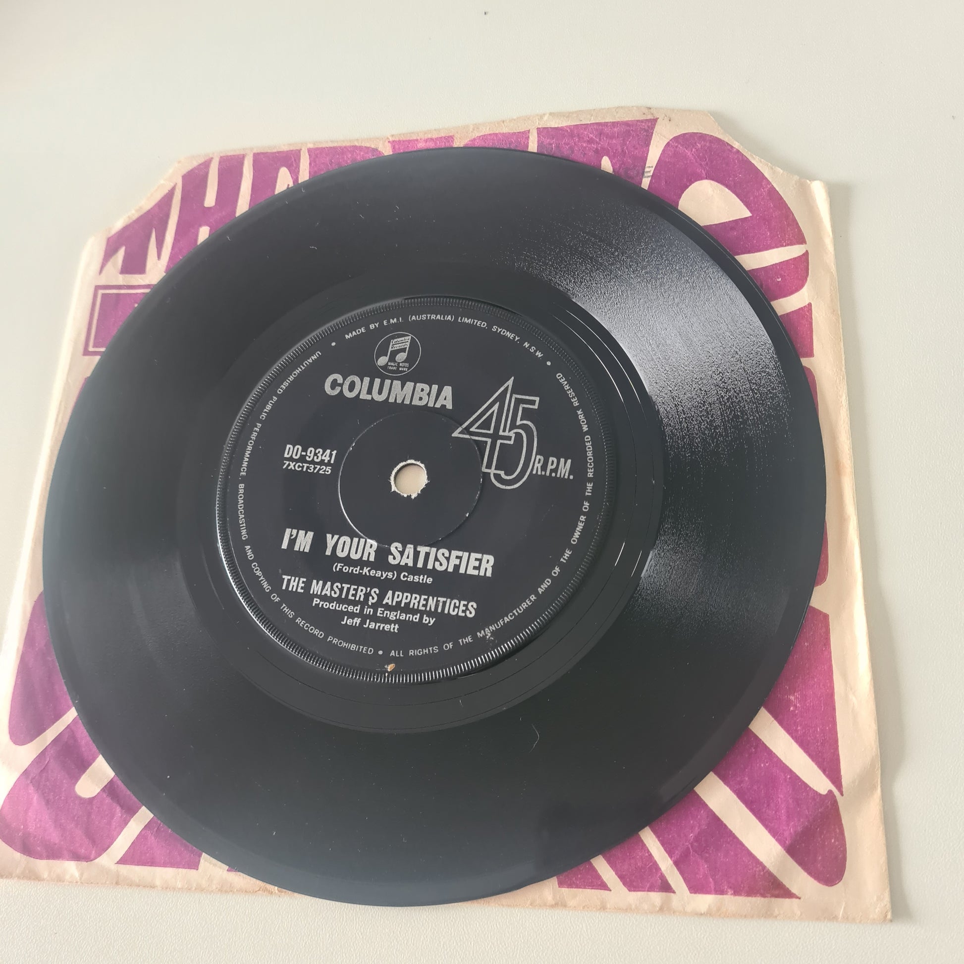 The Masters Apprentices – Because I Love You / I'm Your Satisfier - 1971 - Vinyl Record 7" Single - 45 RPM - Sound Hound Records
