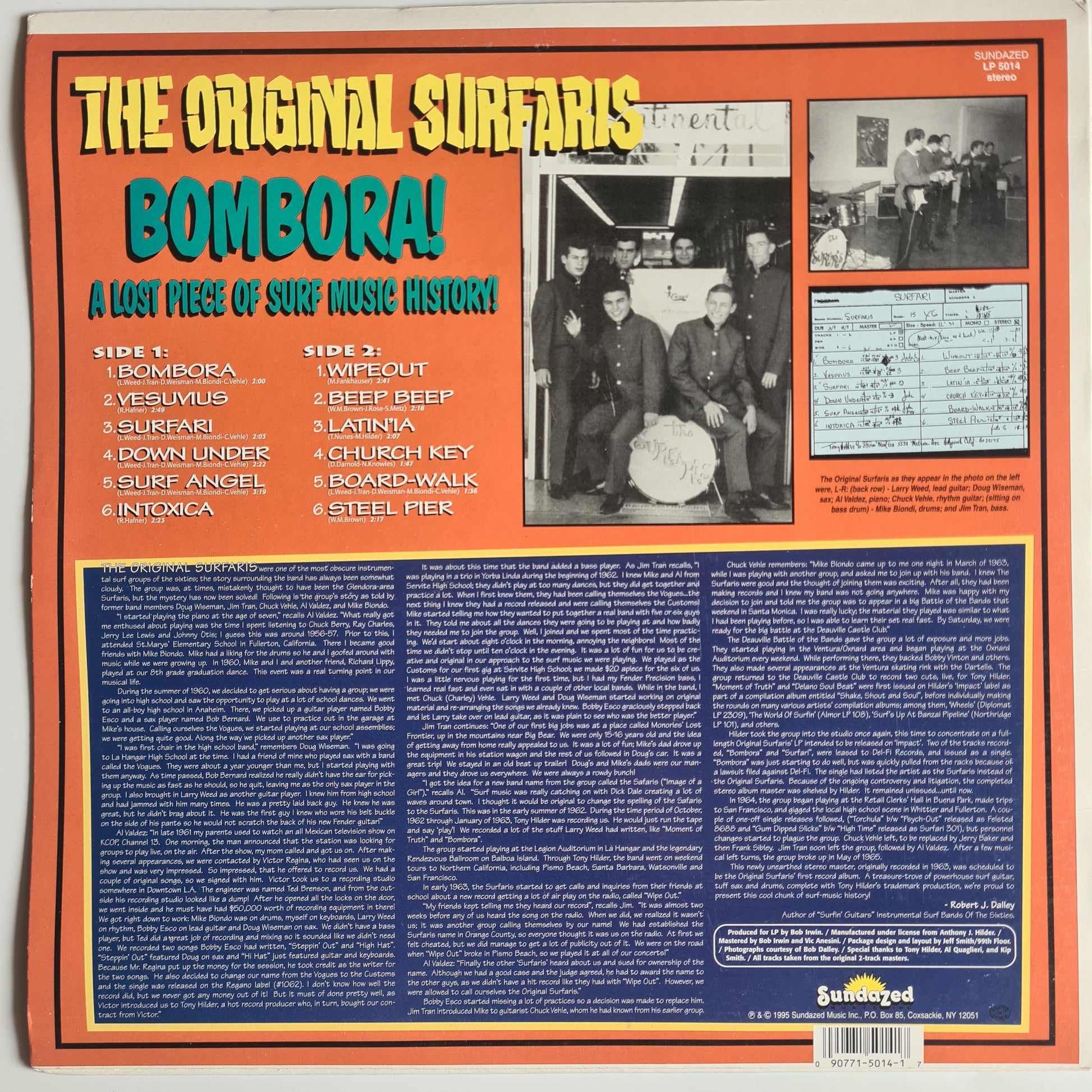 The Original Surfaris – Bombora!- 1995 - Green Translucent Vinyl Record LP (RARE) - Sound Hound Records