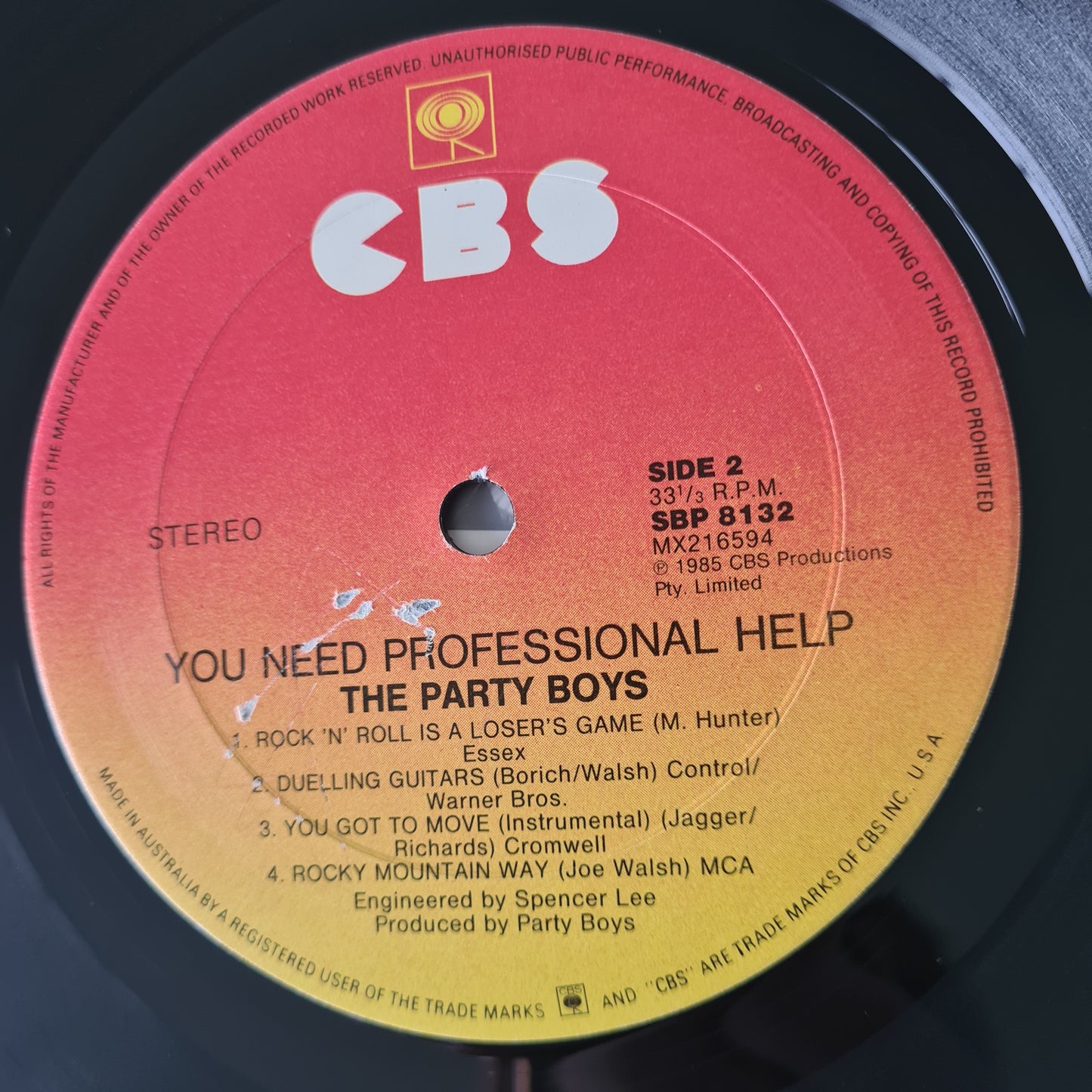 The Party Boys – You Need Professional Help - 1985 - Vinyl Record LP - Sound Hound Records