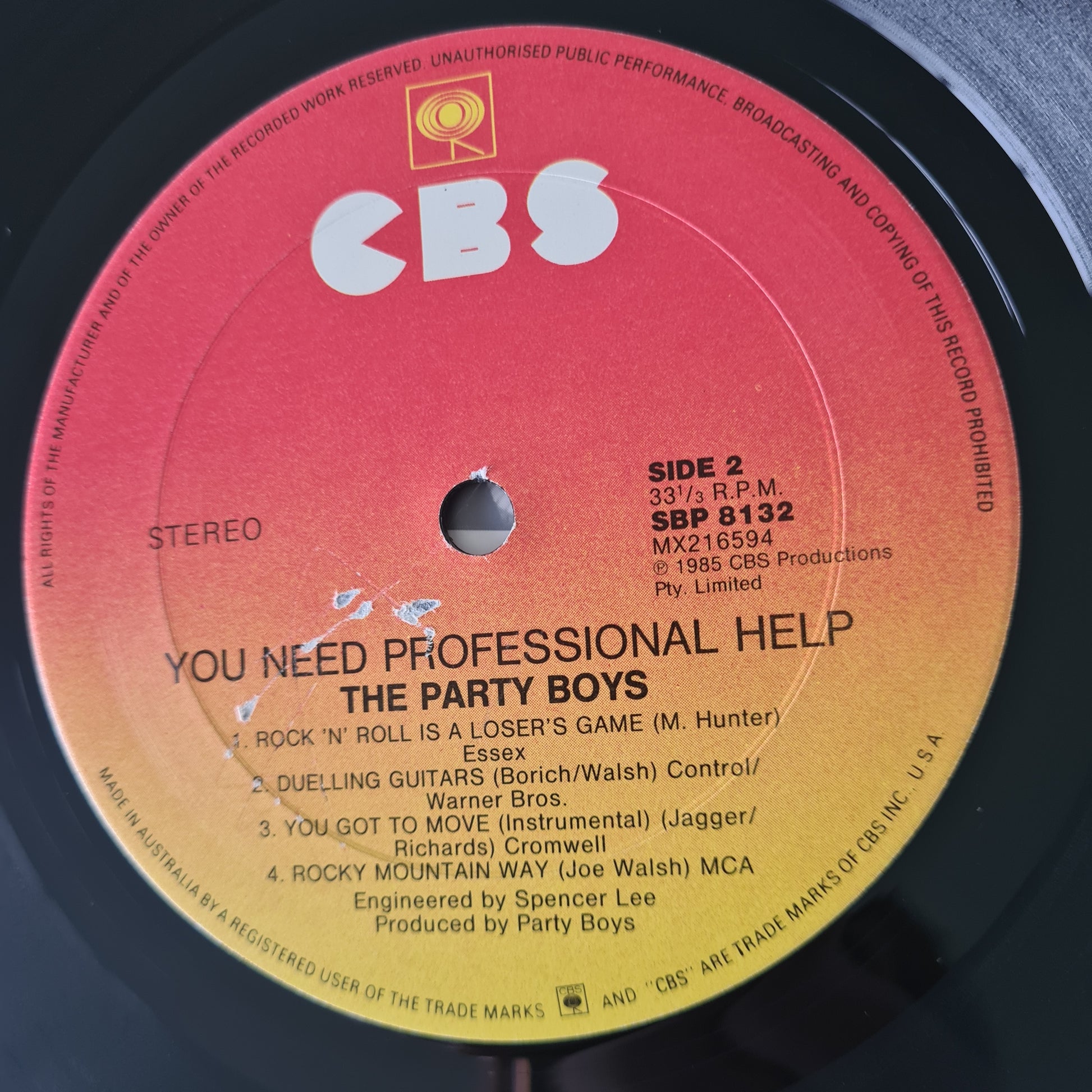 The Party Boys – You Need Professional Help - 1985 - Vinyl Record LP - Sound Hound Records
