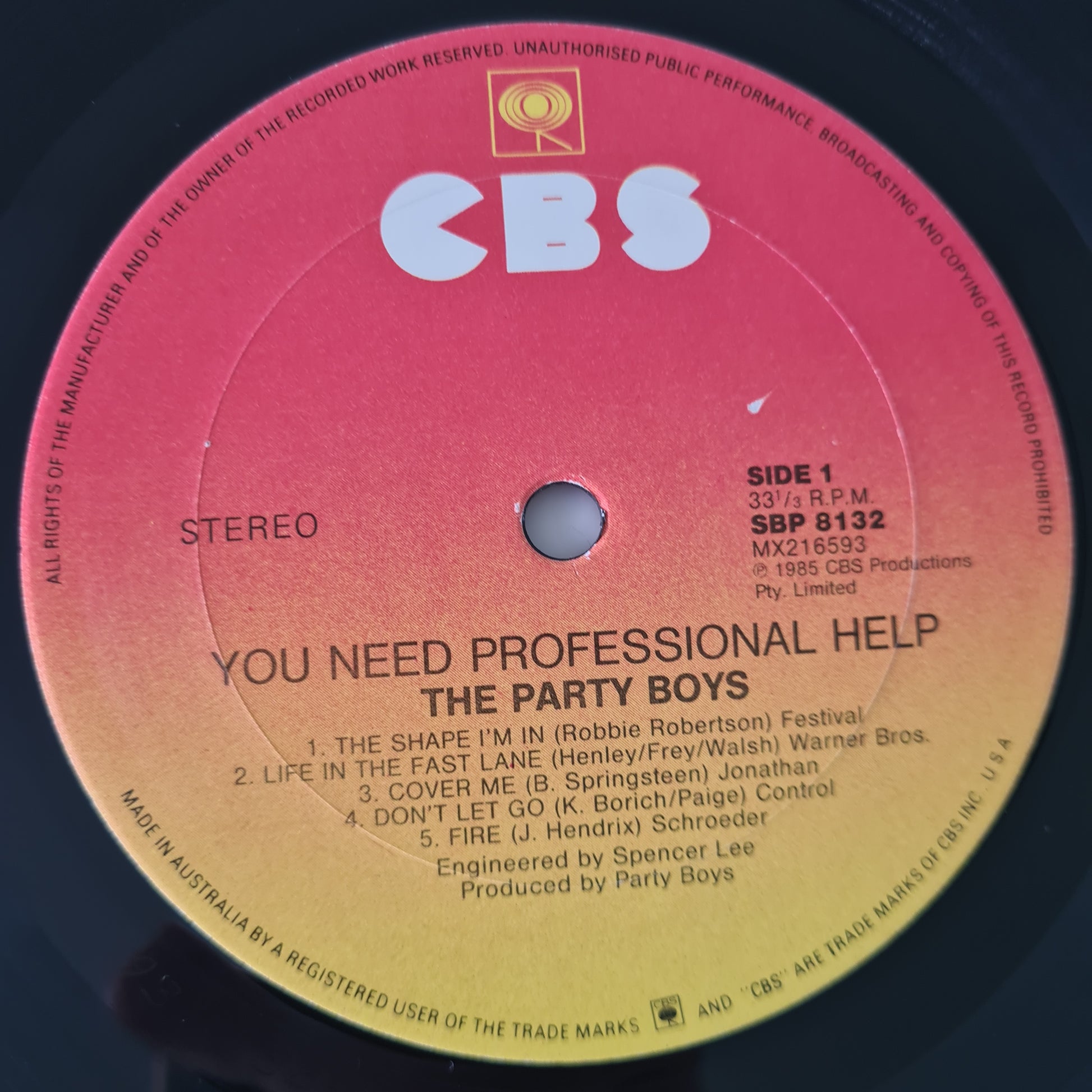 The Party Boys – You Need Professional Help - 1985 - Vinyl Record LP - Sound Hound Records