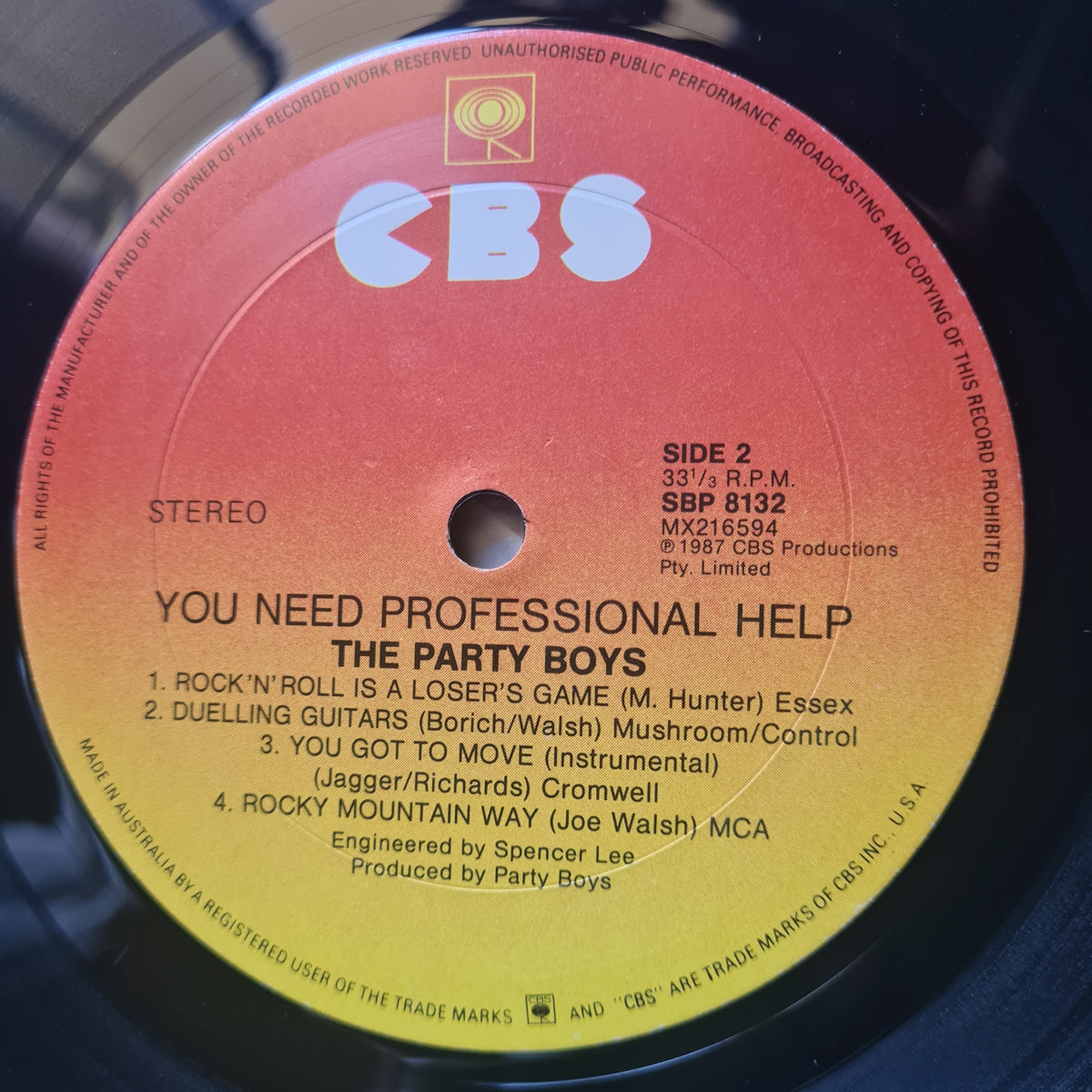 The Party Boys – You Need Professional Help - 1985 - Vinyl Record LP (Joe Walsh, Kevin Borich , etc) - Sound Hound Records