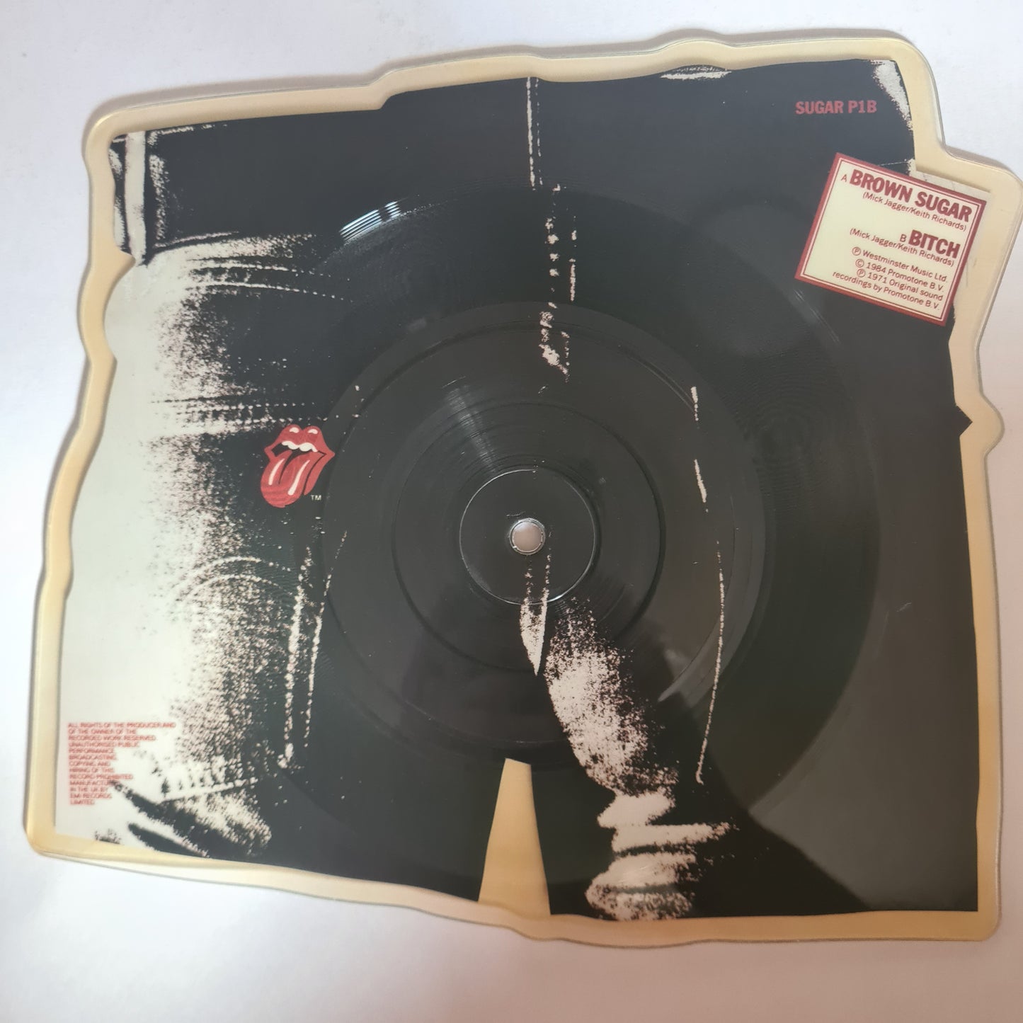 The Rolling Stones – Brown Sugar/Bitch - 1984 - Shaped, Single, Picture Disc - Vinyl Record - Sound Hound Records