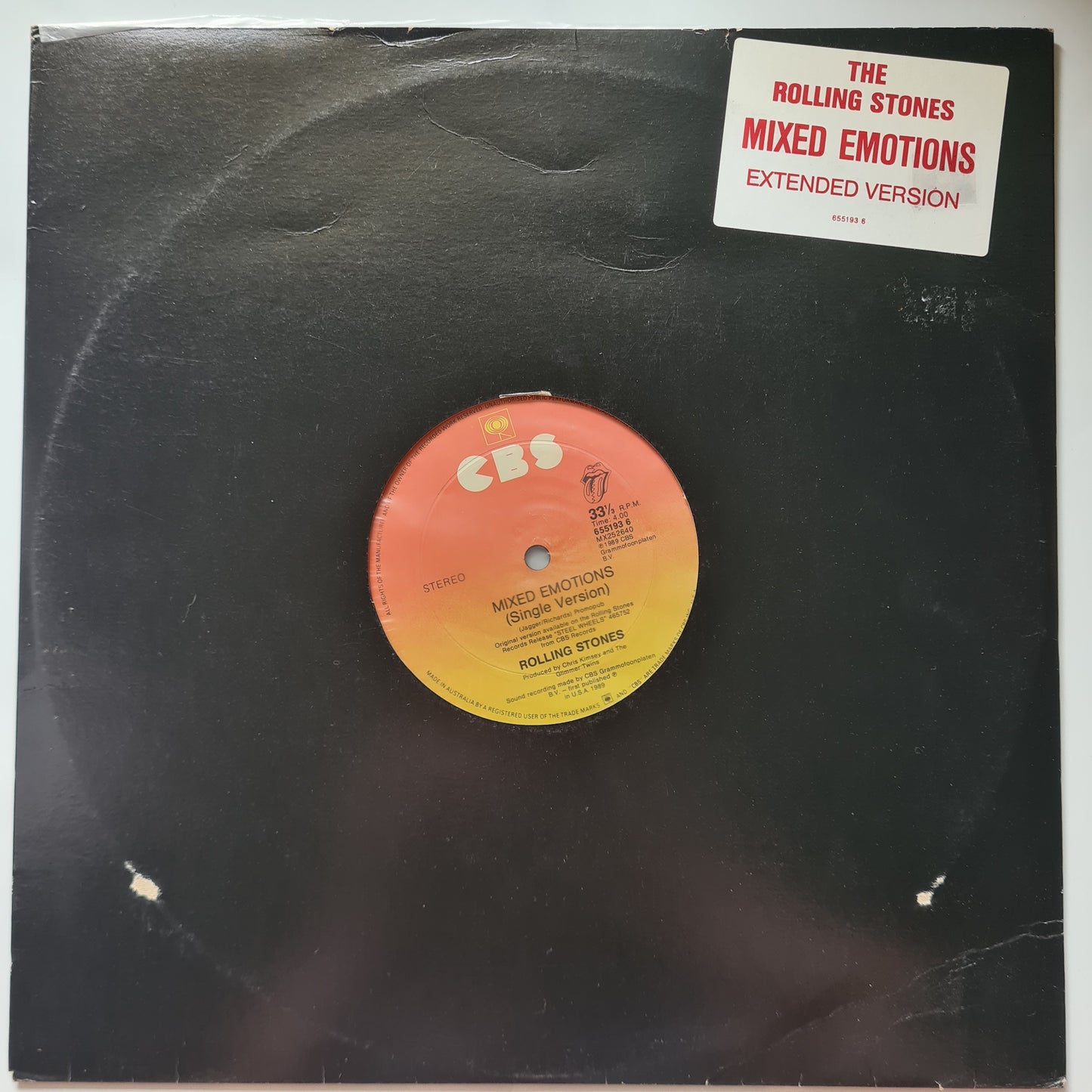 The Rolling Stones – Mixed Emotions 12" Mix - 1989 - Vinyl Record 12" Maxi Single - Sound Hound Records