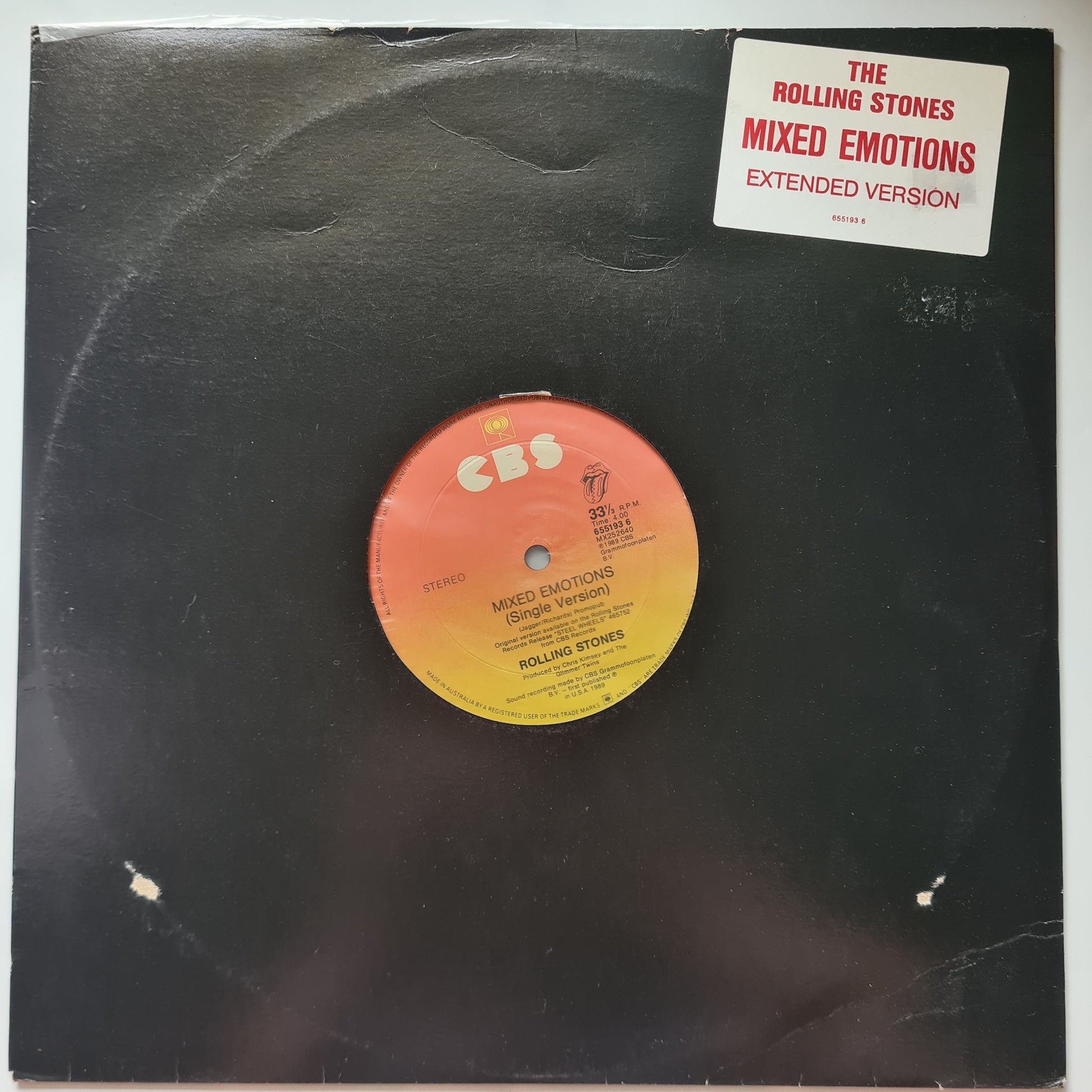 The Rolling Stones – Mixed Emotions 12" Mix - 1989 - Vinyl Record 12" Maxi Single - Sound Hound Records