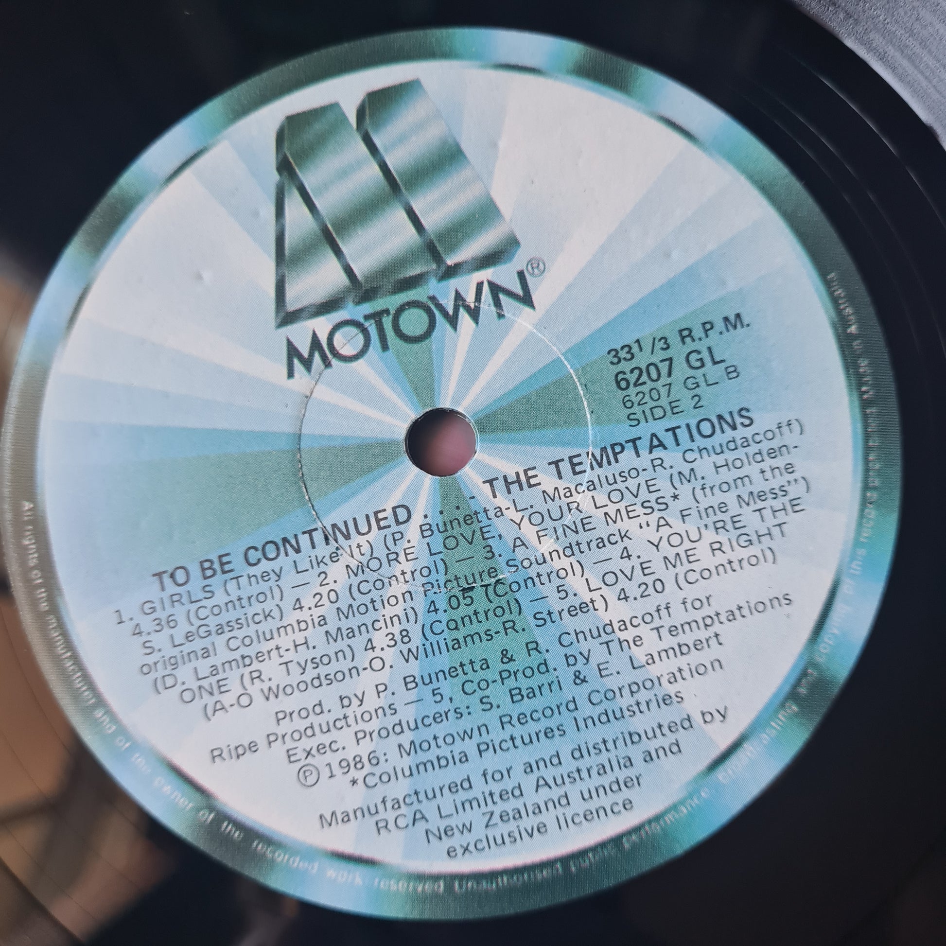 The Temptations - To Be Continued... - 1986 - Vinyl Record LP - Sound Hound Records