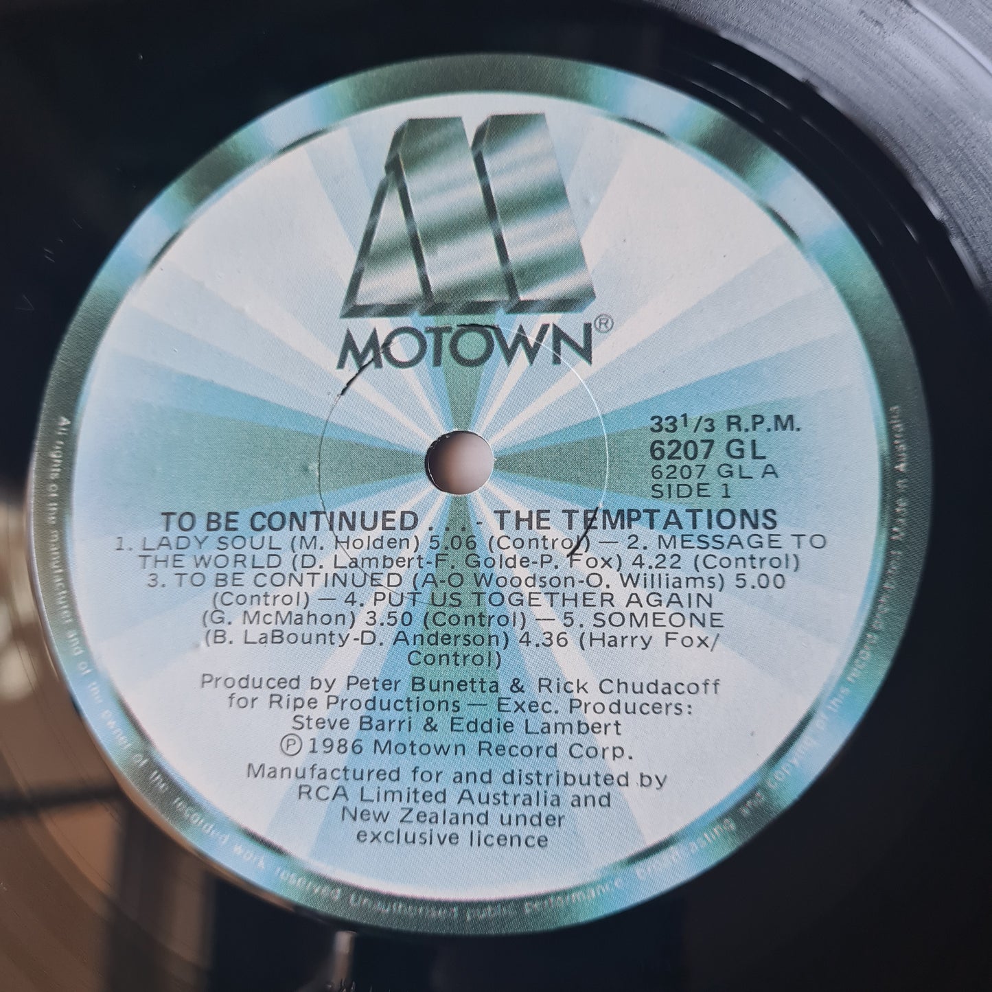 The Temptations - To Be Continued... - 1986 - Vinyl Record LP - Sound Hound Records