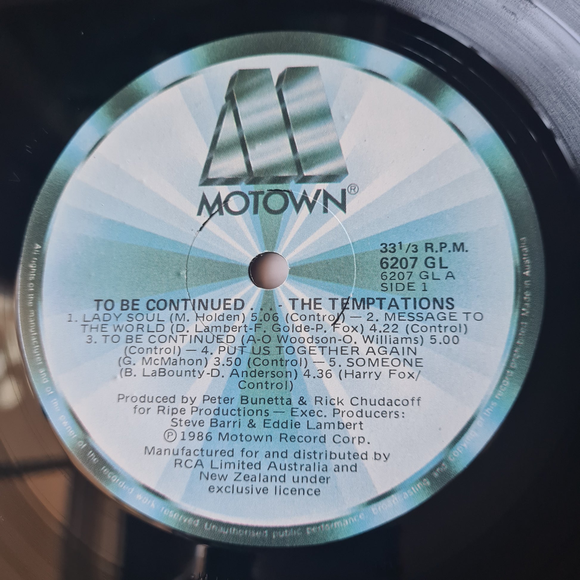 The Temptations - To Be Continued... - 1986 - Vinyl Record LP - Sound Hound Records