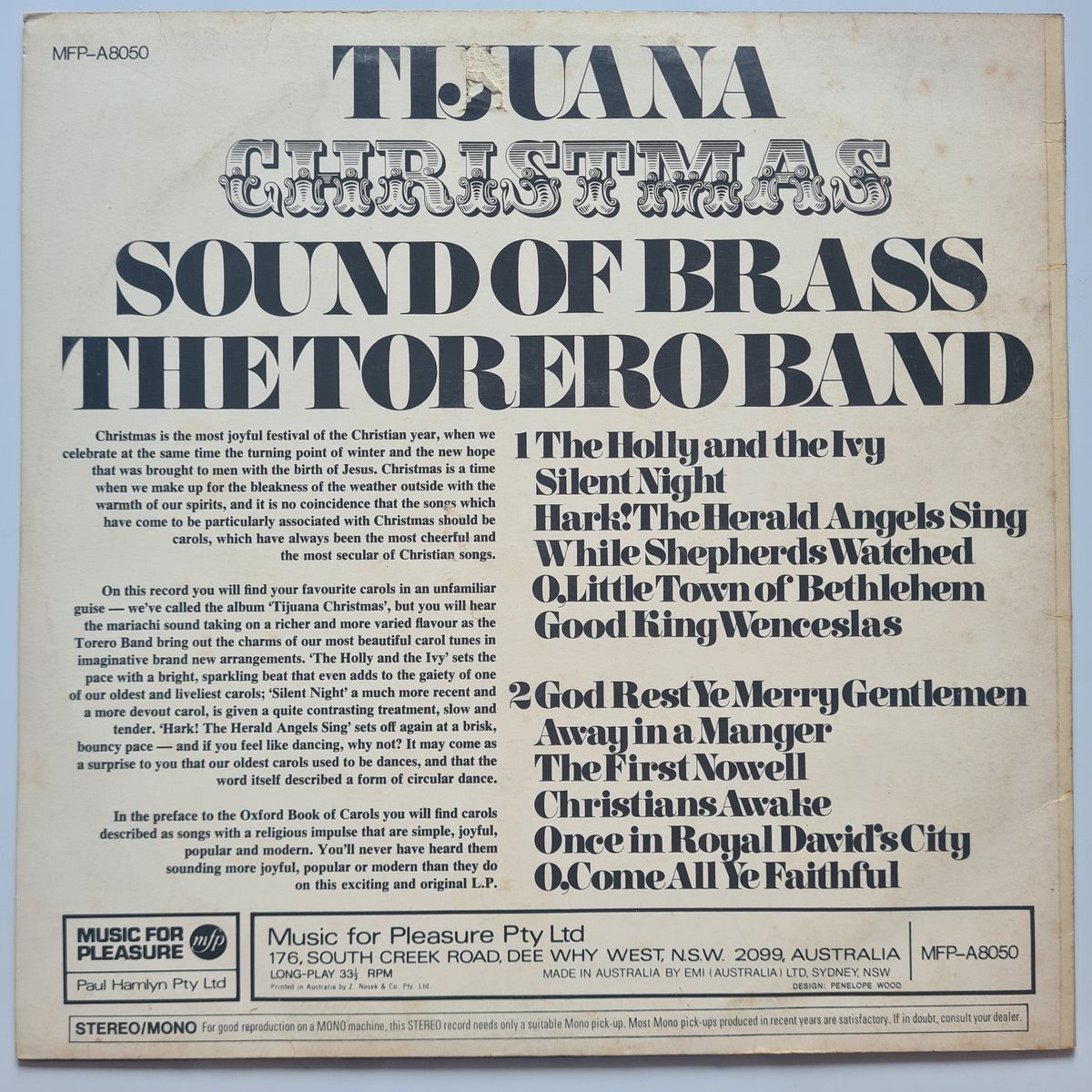 The Torero Band – Tijuana Christmas - 1968 - Vinyl Record LP