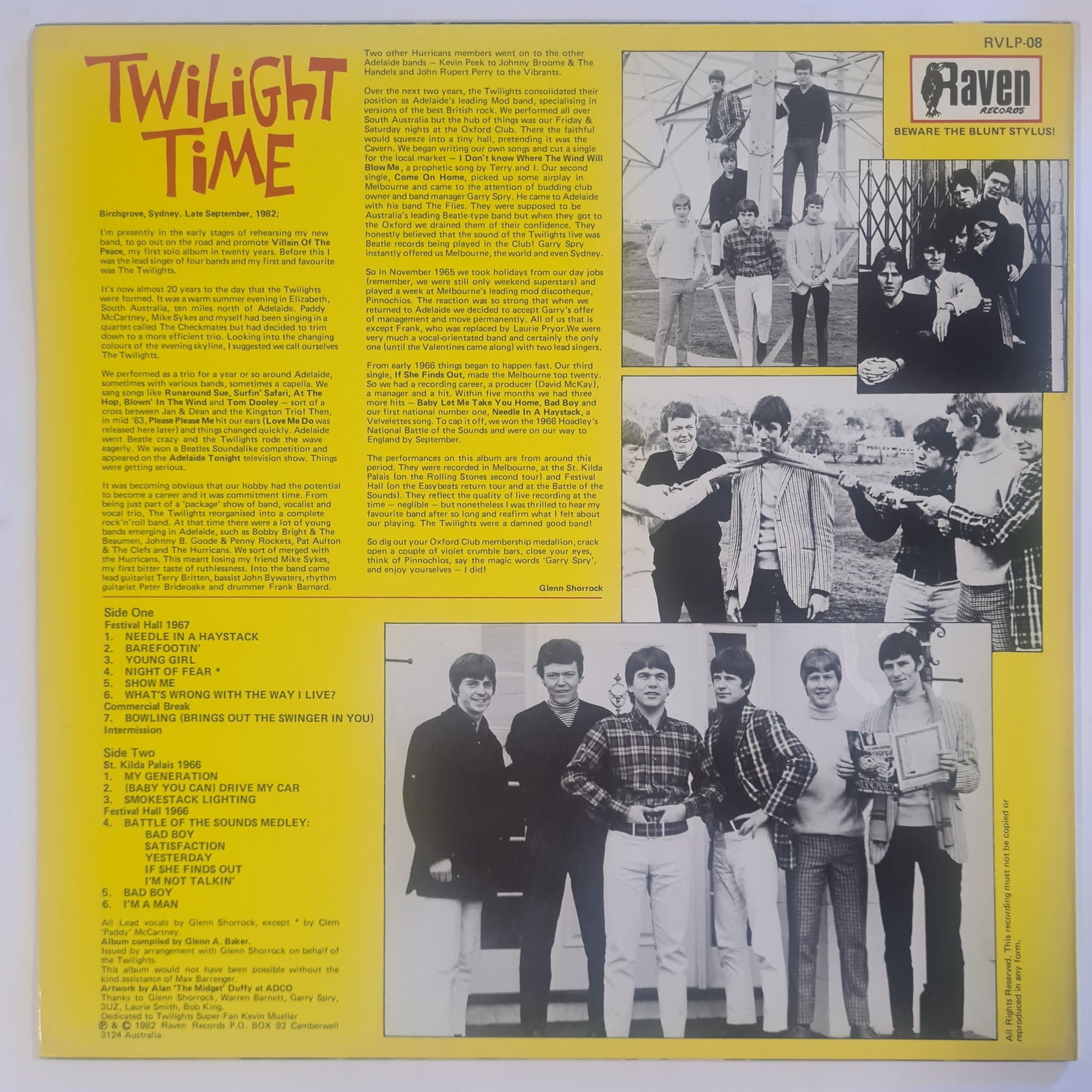 The Twilights (Glenn Shorrock) – Twilight Time: In Concert, Melbourne 66-67 - 1982 - Vinyl Record LP - Sound Hound Records