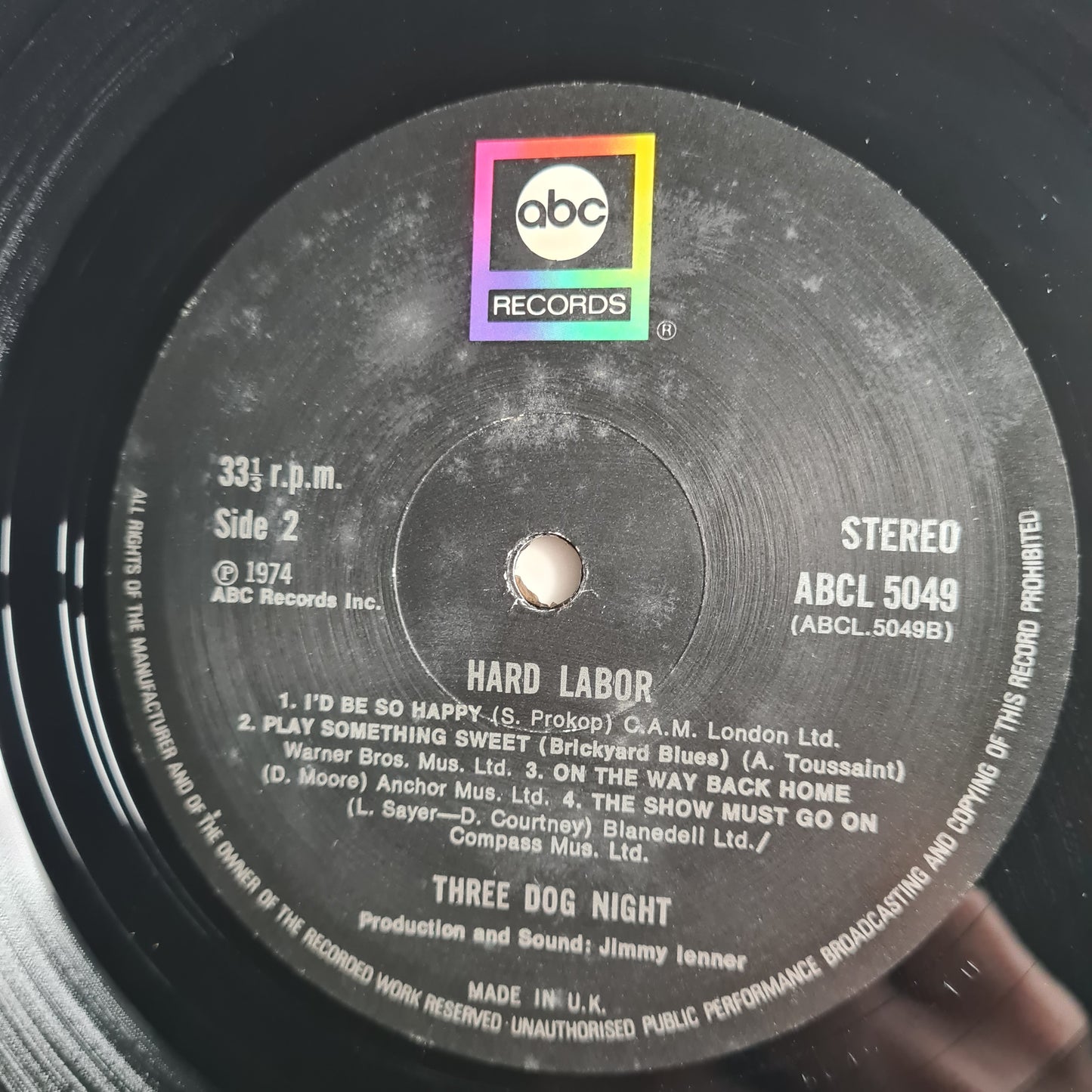 Three Dog Night – Hard Labor - 1974 (UK Pressing) - Vinyl Record LP - Sound Hound Records