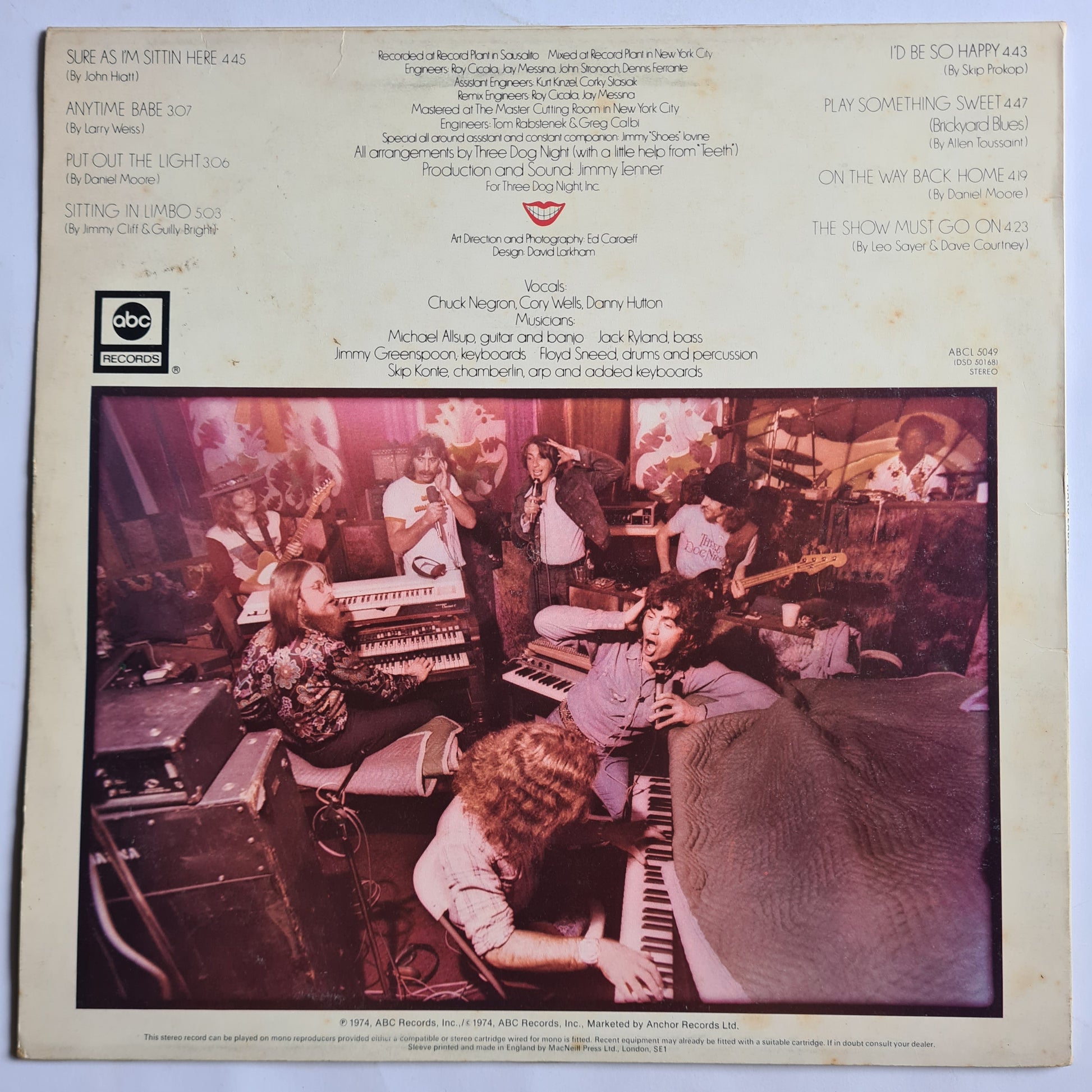 Three Dog Night – Hard Labor - 1974 (UK Pressing) - Vinyl Record LP - Sound Hound Records