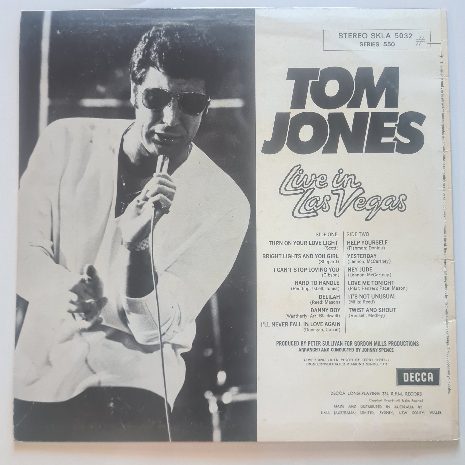 Tom Jones –  Live In Las Vegas - 1969 - Vinyl Record LP - Sound Hound Records
