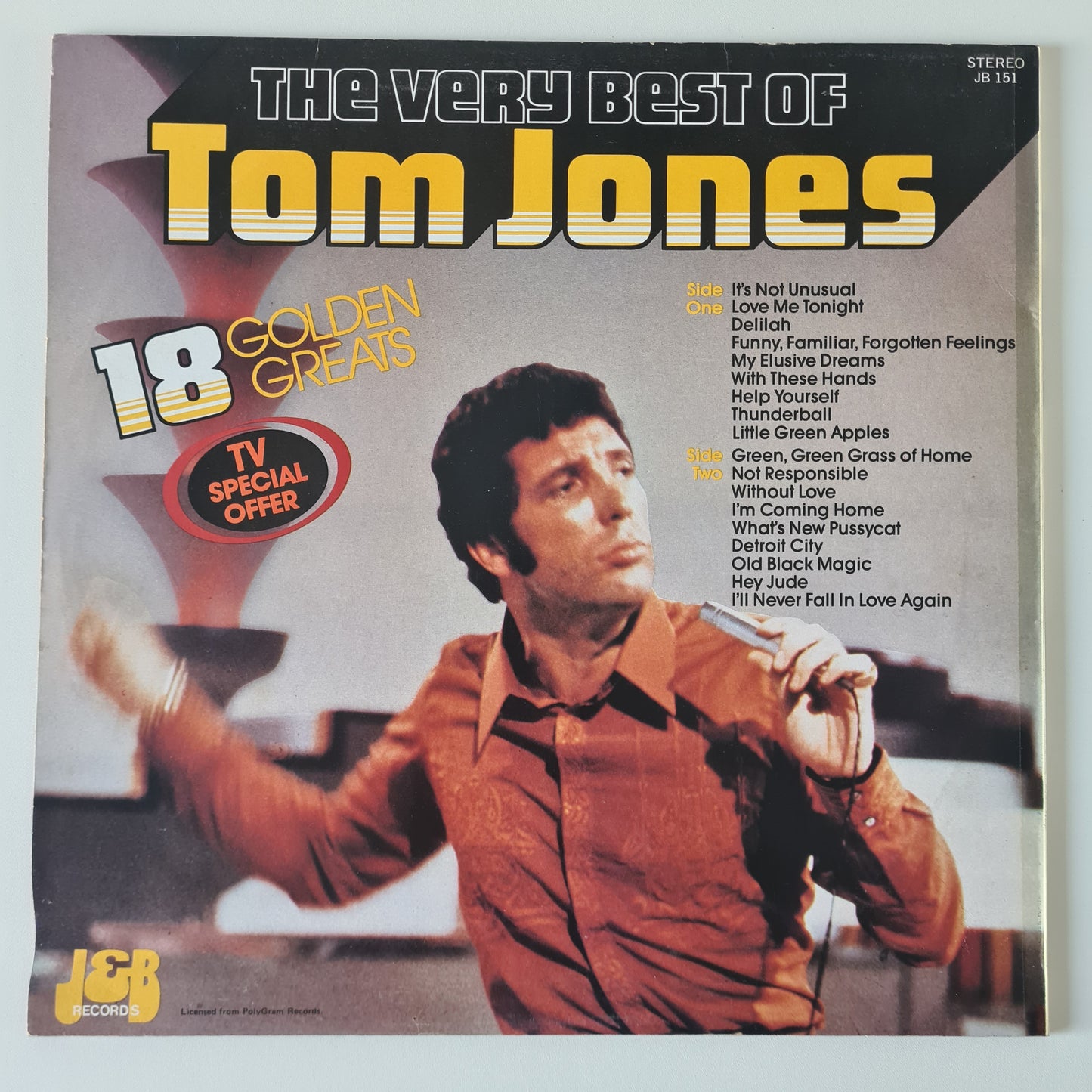 Tom Jones – The Very Best Of Tom Jones - 1981 (1983 Australian Pressing) - Vinyl Record LP - Sound Hound Records