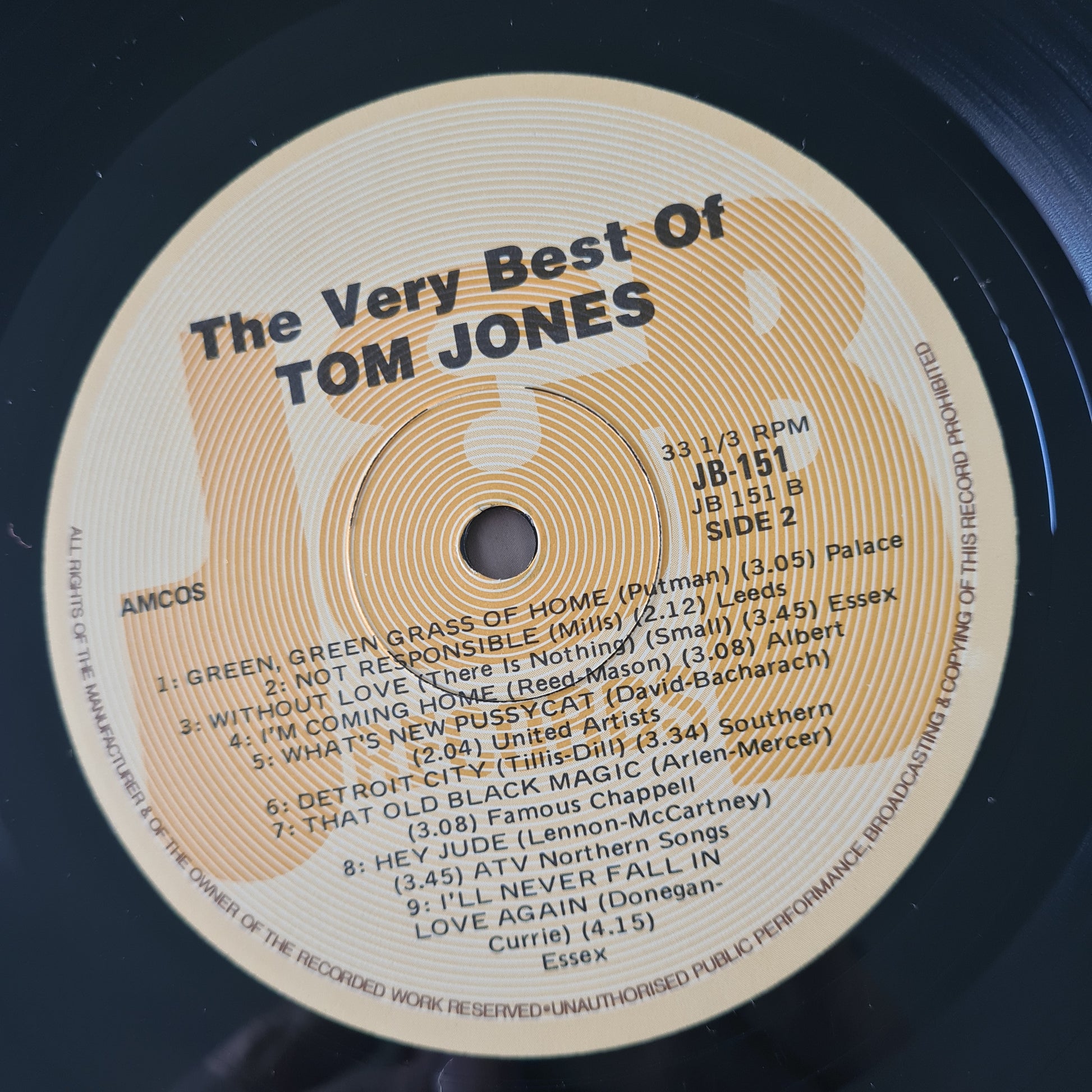Tom Jones – The Very Best Of Tom Jones - 1981 (1983 Australian Pressing) - Vinyl Record LP - Sound Hound Records