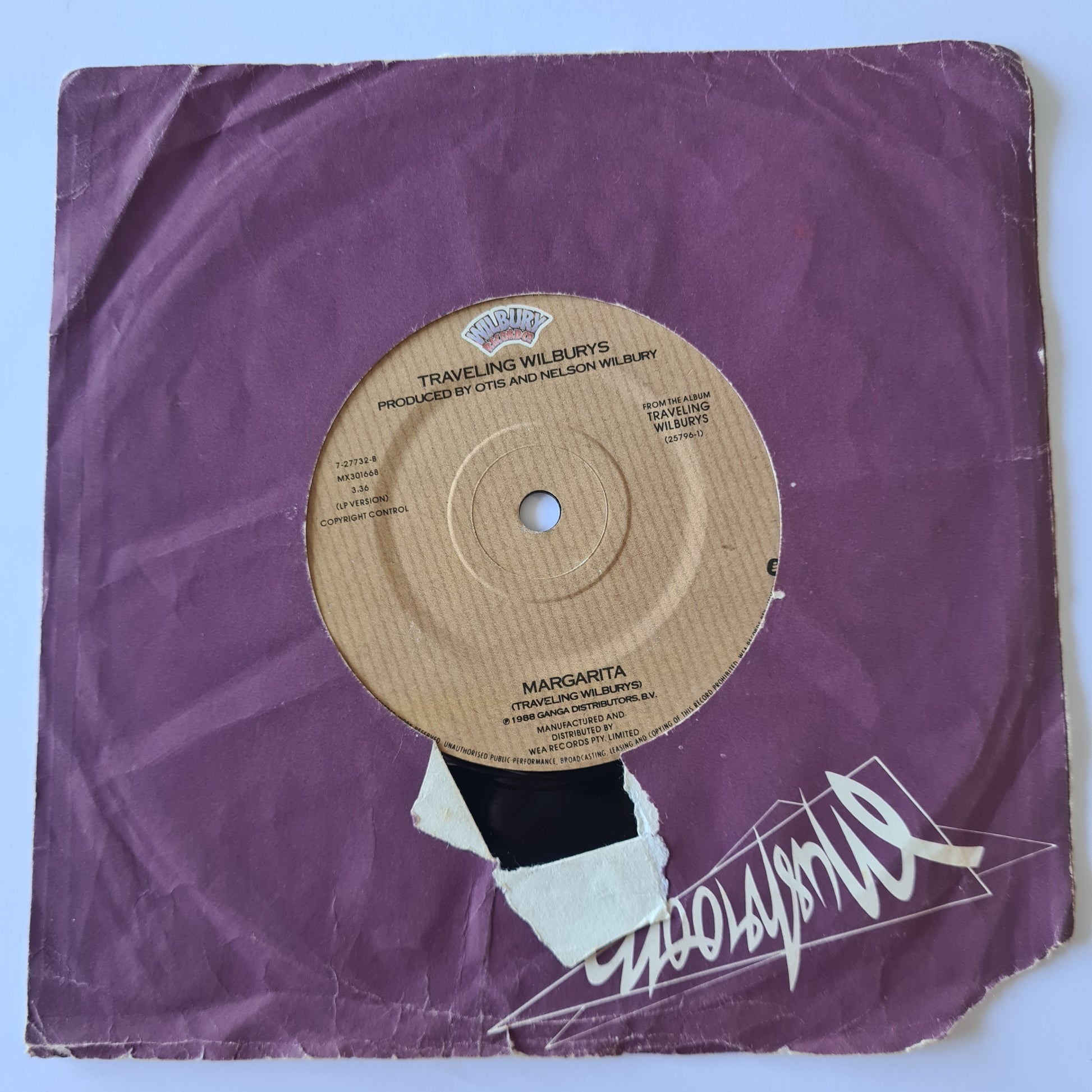 Travelling Wilburys (Dylan, George Harrison, Tom Petty, Roy Orbison, Jeff Lynne) - Handle With Care - 1988 - Vinyl Record 7" Single - 45 RPM - Sound Hound Records