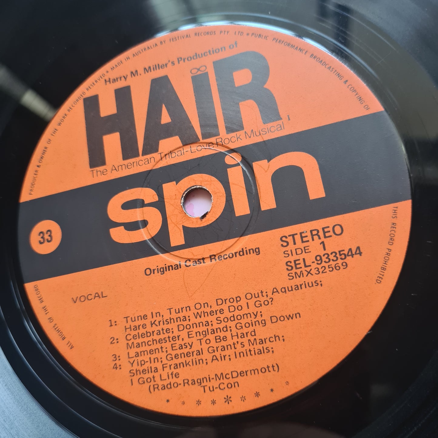 Tully – Hair: An American Tribal (Australian Cast Recording) - 1969 (misprint pressing) - Vinyl Record LP - Sound Hound Records
