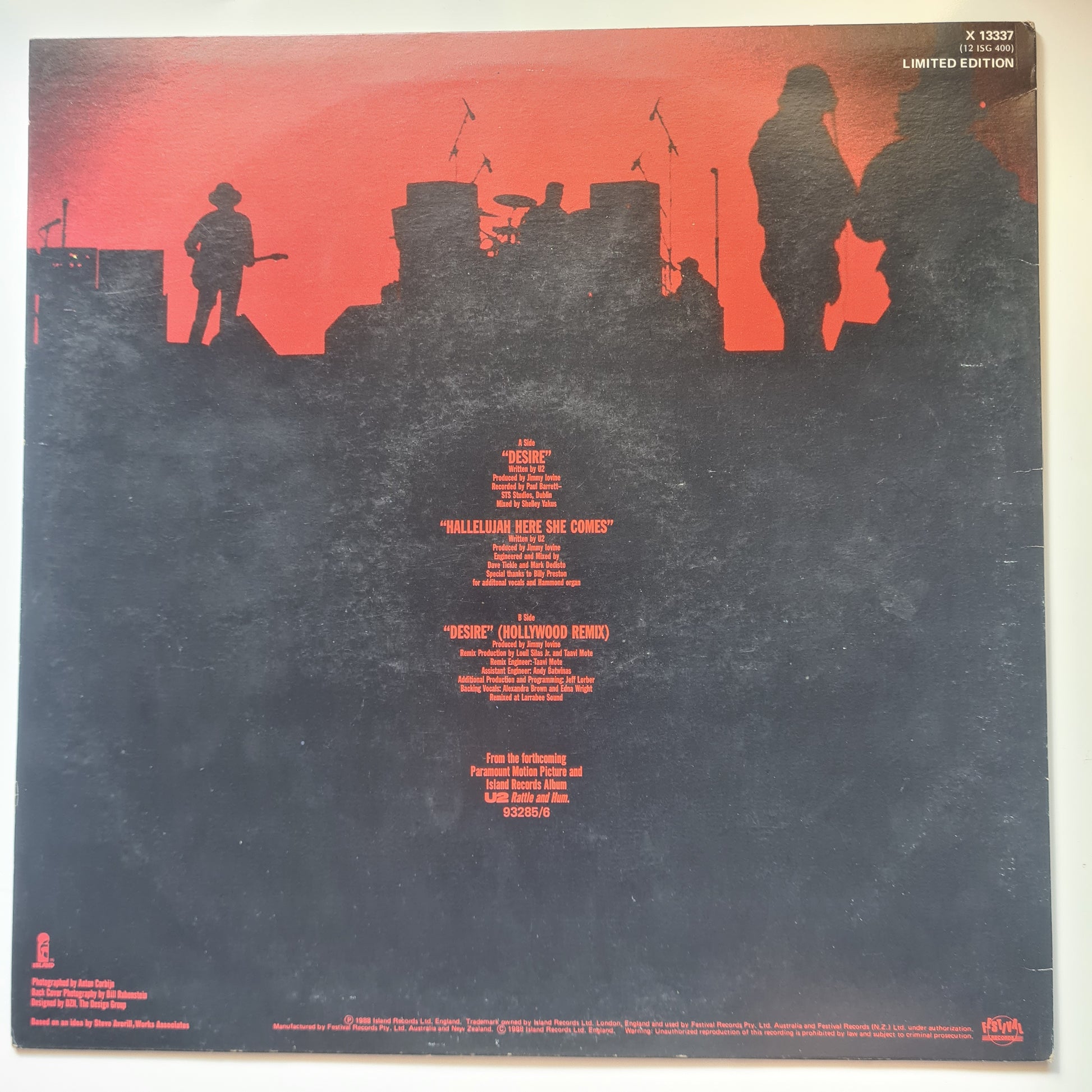U2 – Desire - 1988 - Vinyl Record 12" Single, Limited Edition (Australian pressing) - Sound Hound Records