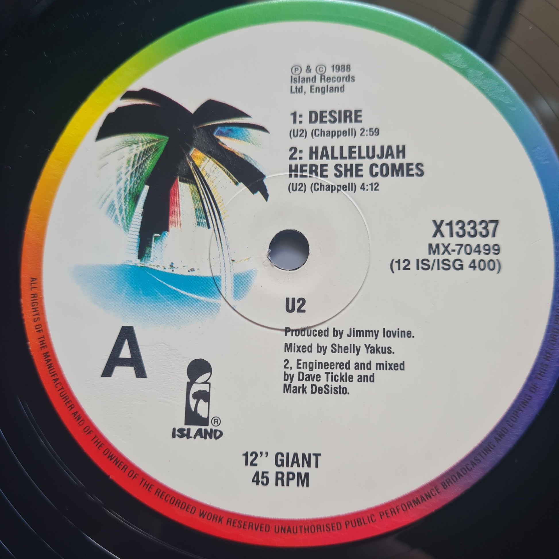 U2 – Desire - 1988 - Vinyl Record 12" Single, Limited Edition (Australian pressing) - Sound Hound Records