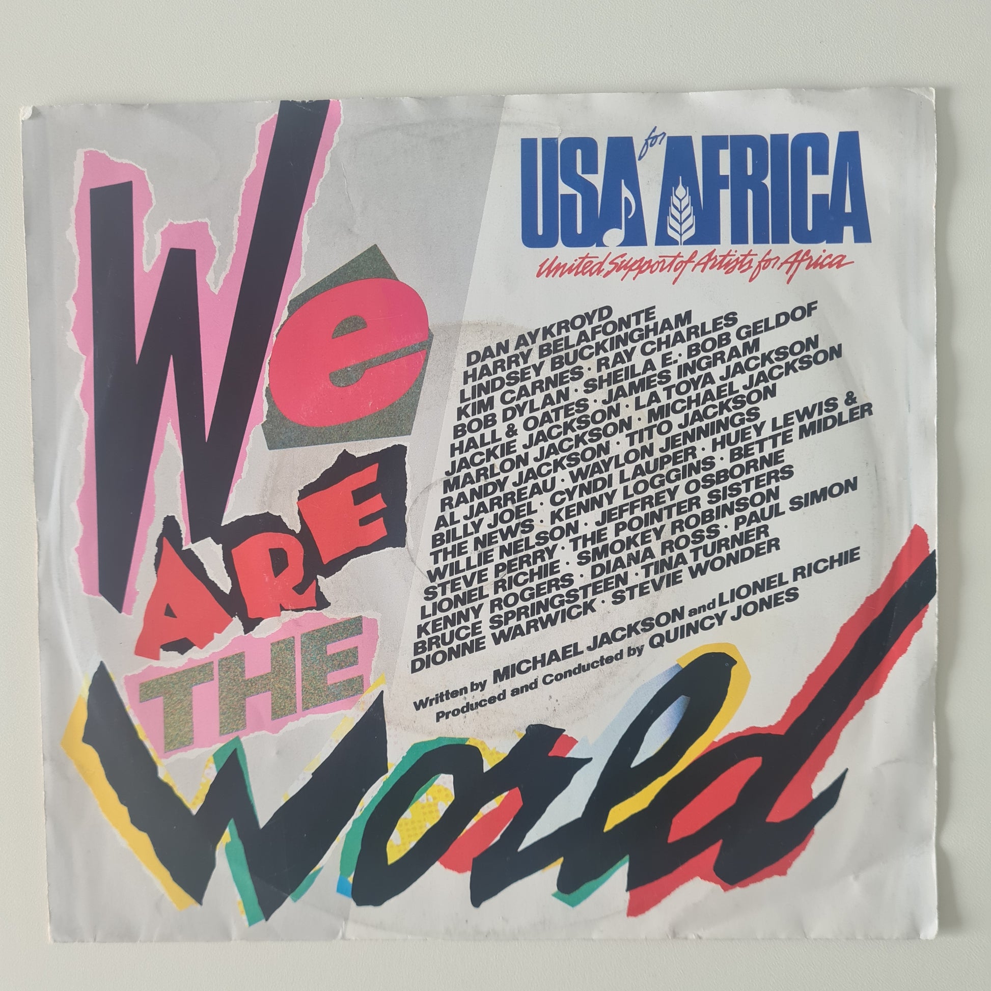 USA For Africa: Michael Jackson, Quincy Jones & Various – We Are The World - 1985 - Vinyl Record 7" Single - 45 RPM - Sound Hound Records