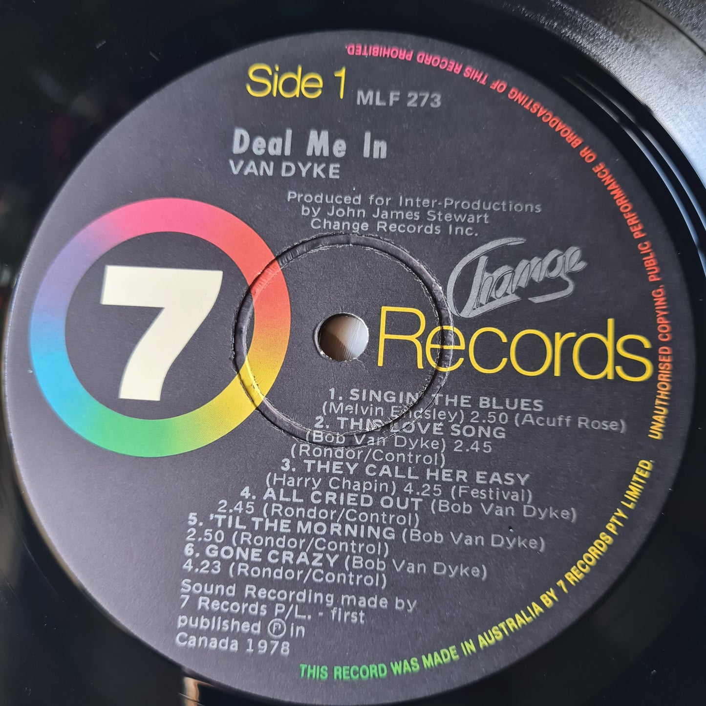 Van Dyke – Deal Me In - 1978 - Vinyl Record LP (near mint) - Sound Hound Records