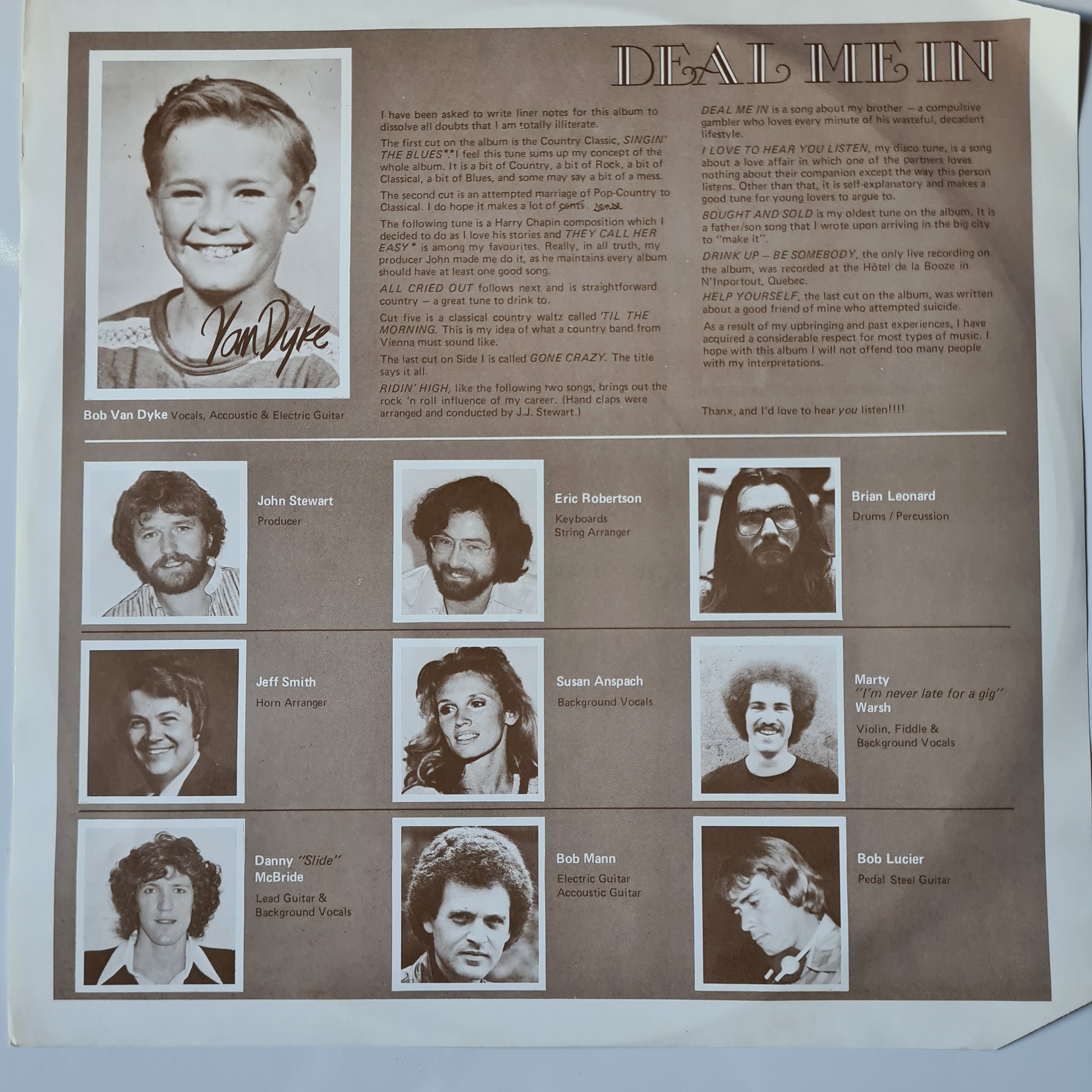 Van Dyke – Deal Me In - 1978 - Vinyl Record LP (near mint) - Sound Hound Records