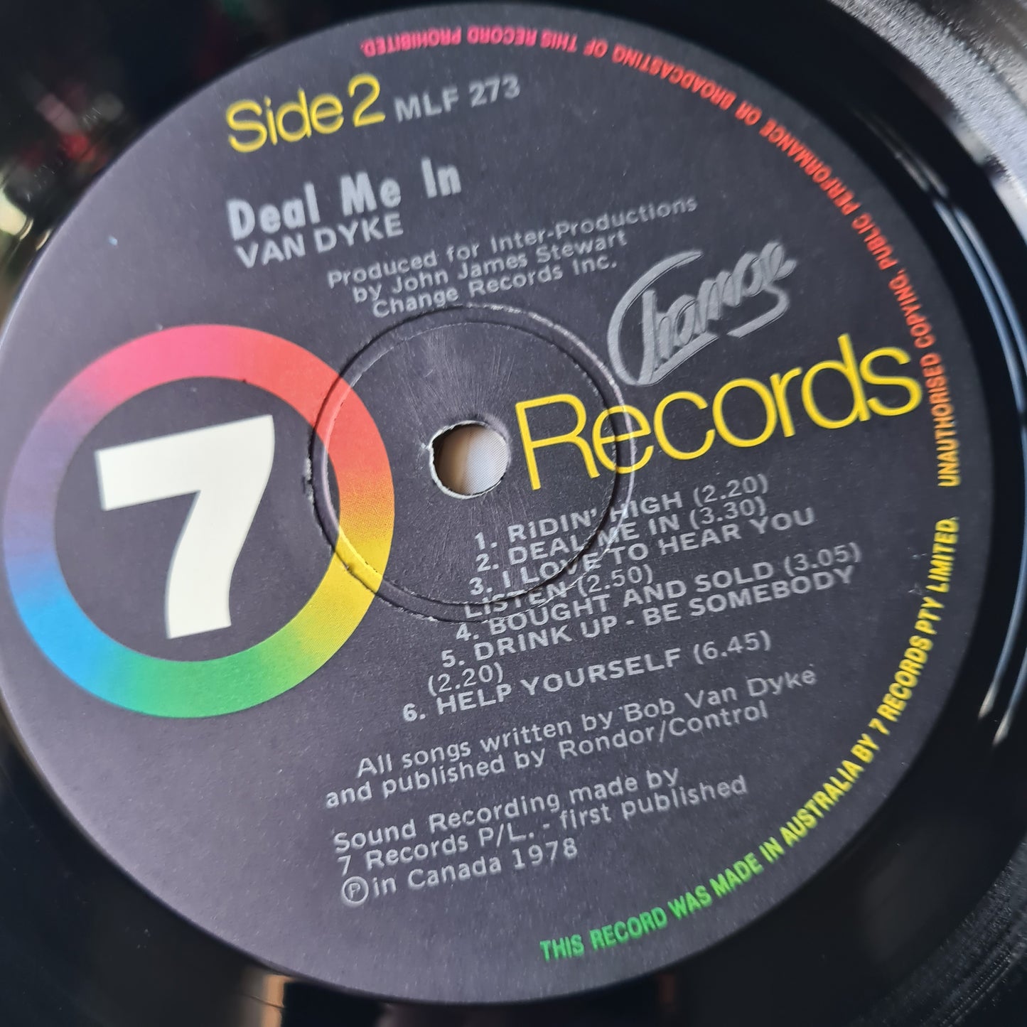 Van Dyke – Deal Me In - 1978 - Vinyl Record LP (near mint) - Sound Hound Records