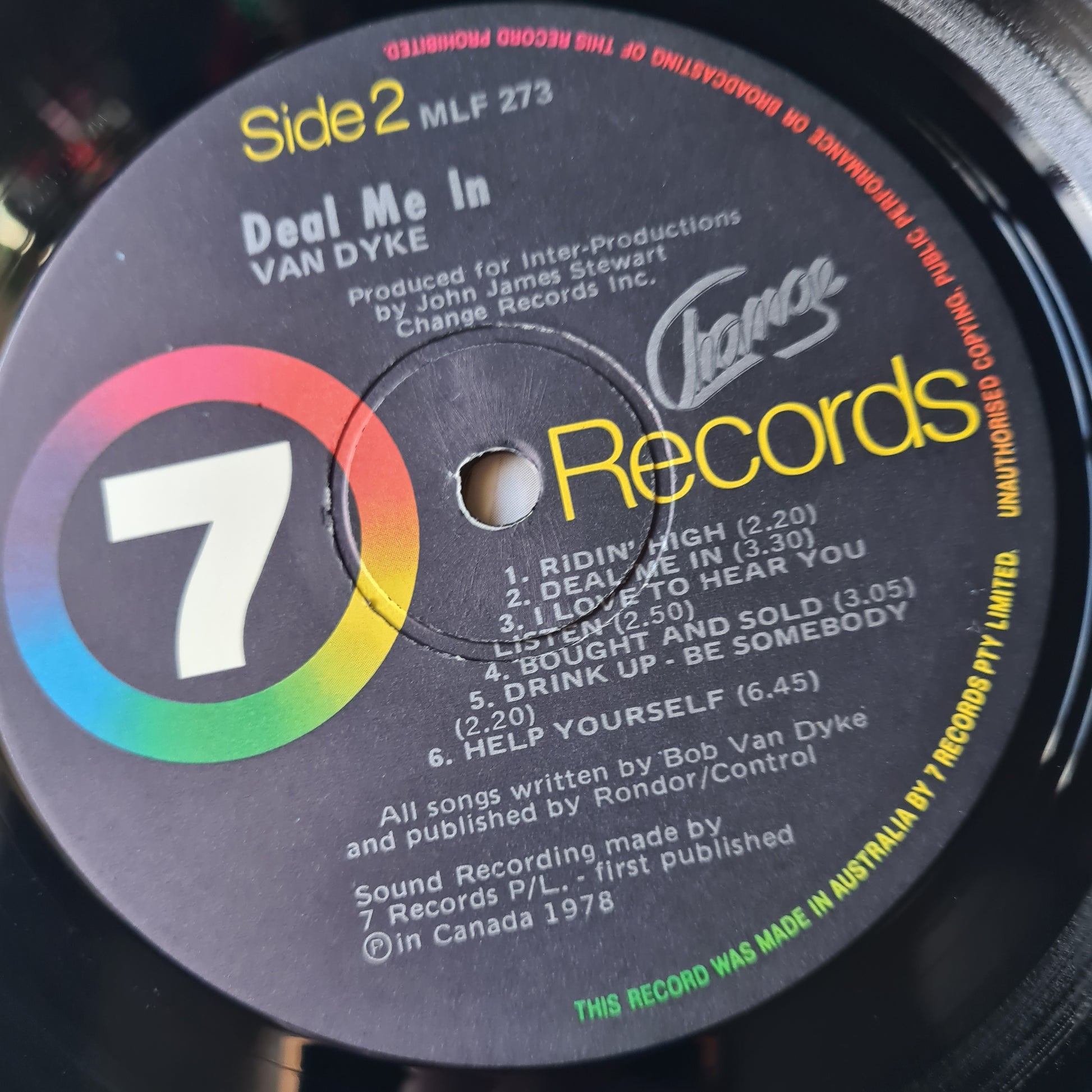 Van Dyke – Deal Me In - 1978 - Vinyl Record LP (near mint) - Sound Hound Records