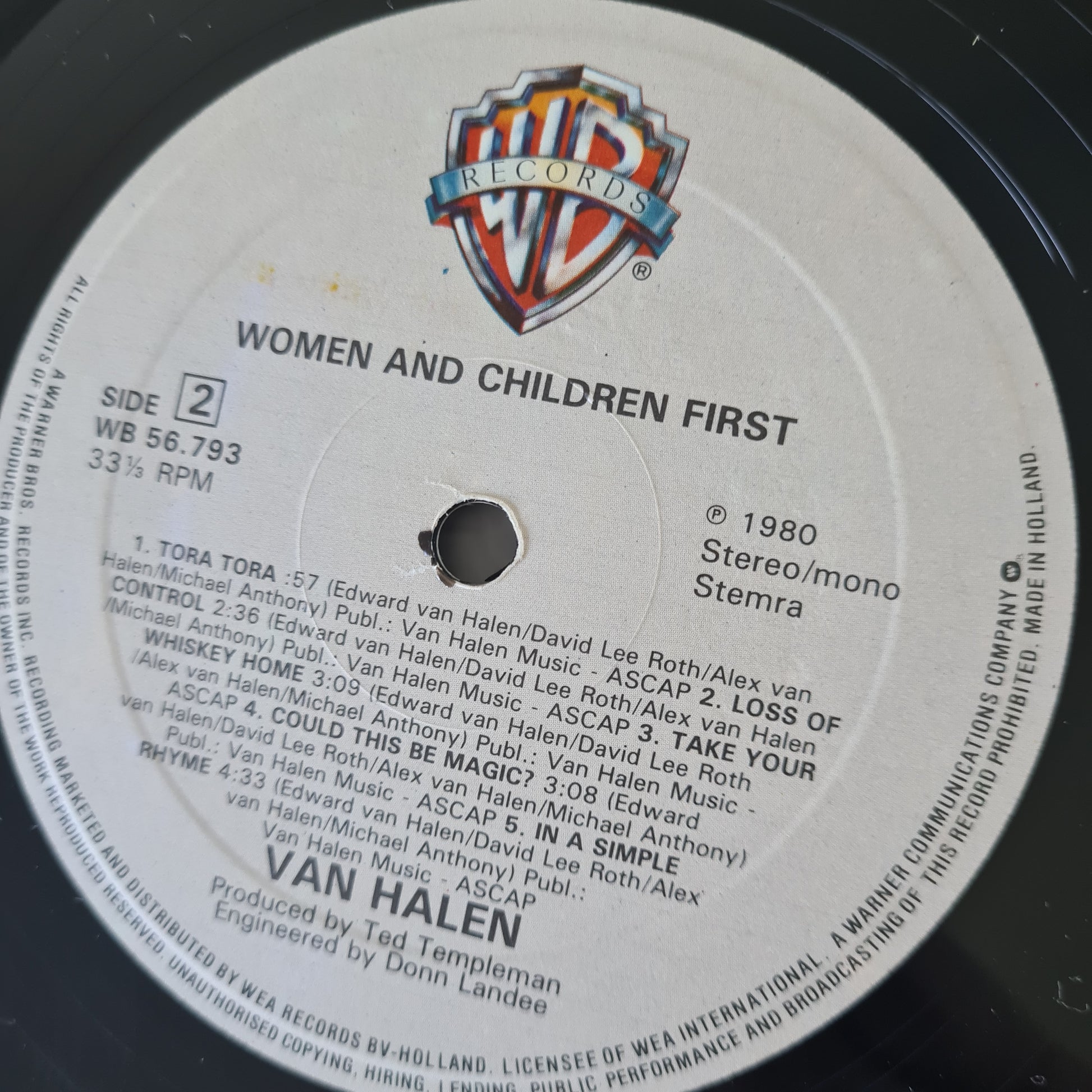 Van Halen – Women & Children First - 1980 (Netherlands Pressing with DLR Poster) - Vinyl Record LP - Sound Hound Records