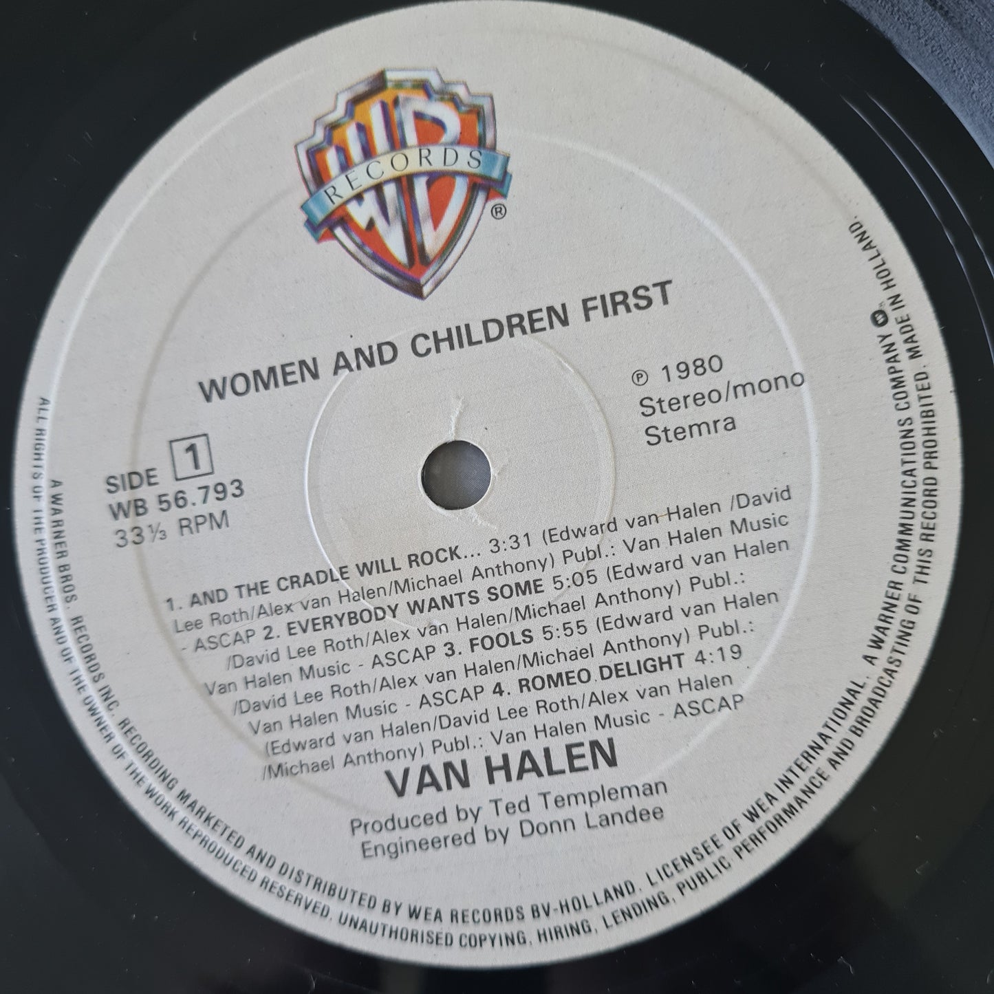 Van Halen – Women & Children First - 1980 (Netherlands Pressing with DLR Poster) - Vinyl Record LP - Sound Hound Records