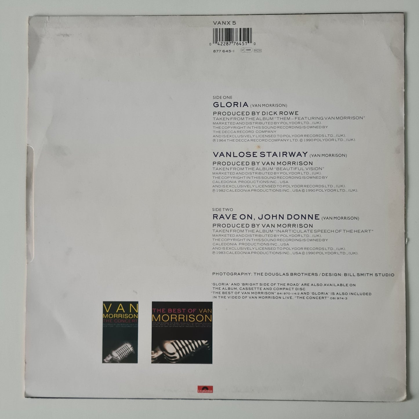 Van Morrison – Gloria (Best of Sampler) - 1990 - Vinyl Record 12" Maxi Single - Sound Hound Records