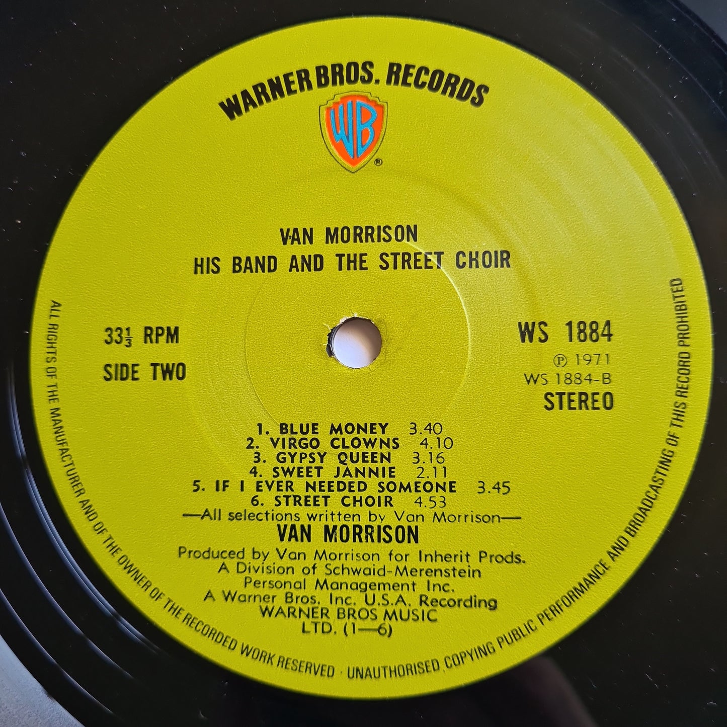 Van Morrison –  His Band And The Street Choir - 1970 (U.S Gatefold Pressing) - Vinyl Record LP - Sound Hound Records