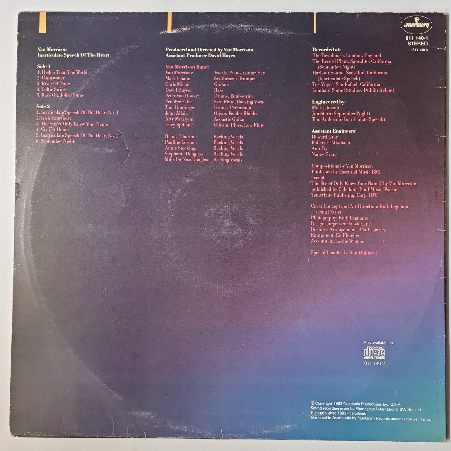 Van Morrison – Inarticulate Speech Of The Heart - 1983 - Vinyl Record - Sound Hound Records