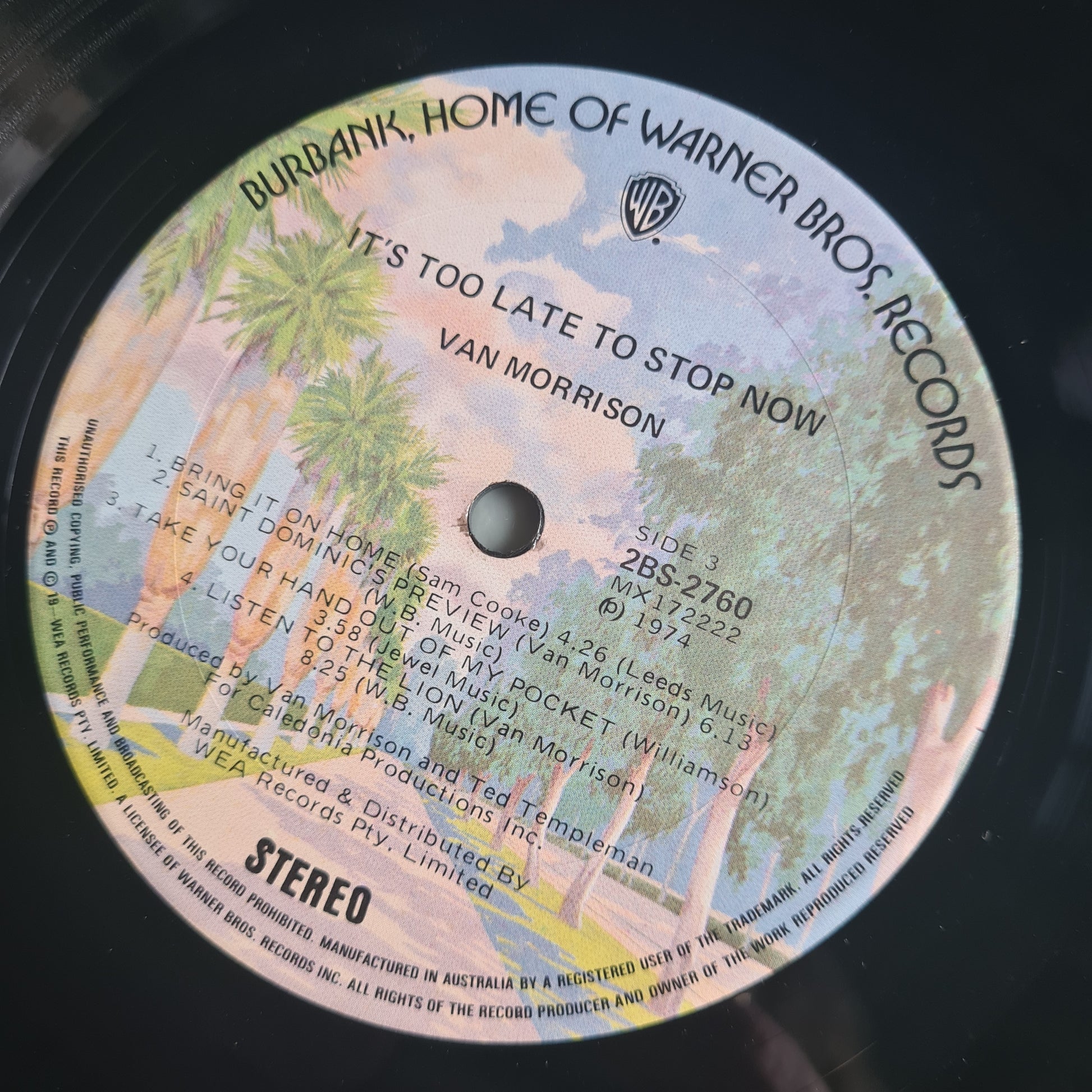 Van Morrison – It's Too Late To Stop Now - 1974 (Australian Pressing) - Vinyl Record 2LP - Sound Hound Records