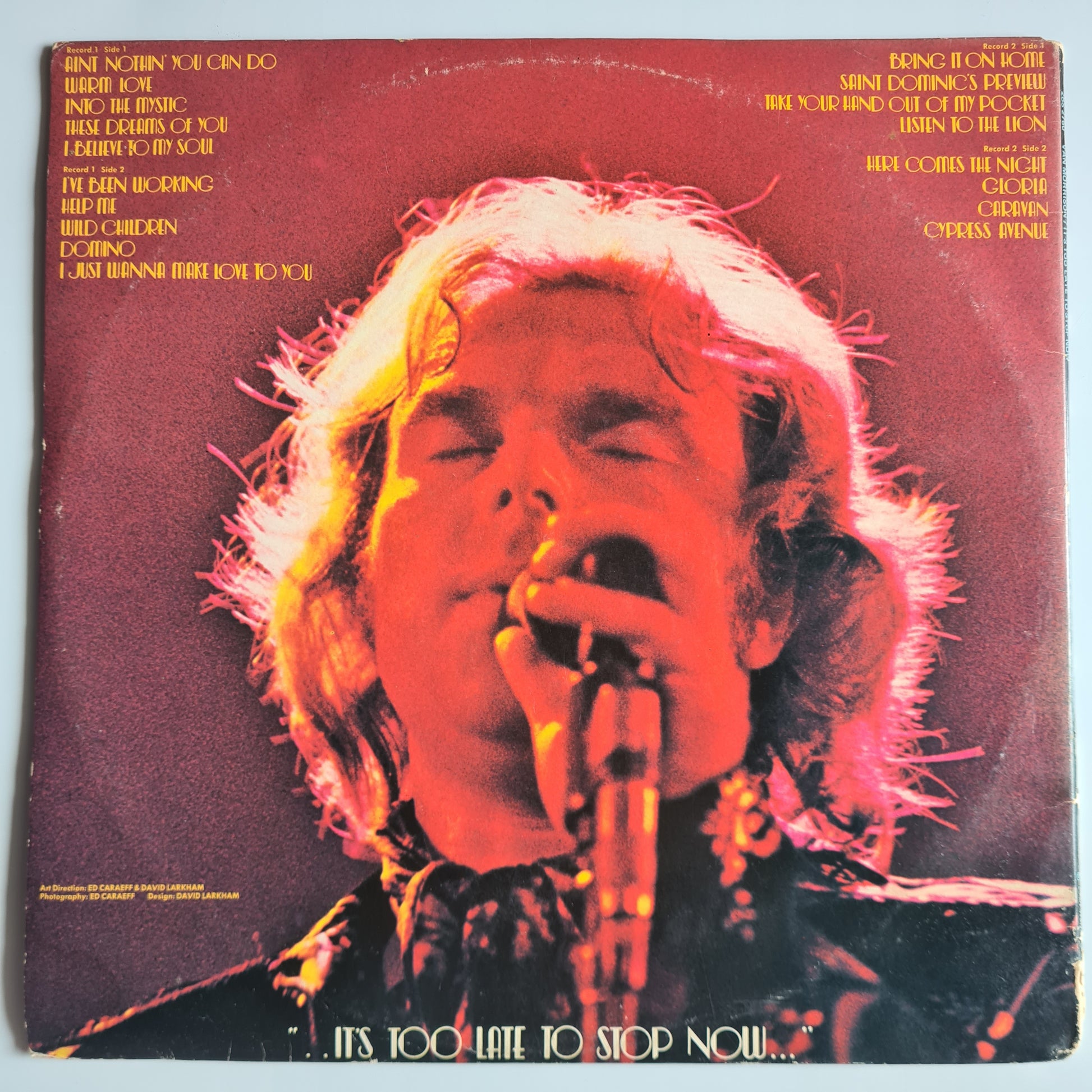 Van Morrison – It's Too Late To Stop Now - 1974 (Australian Pressing) - Vinyl Record 2LP - Sound Hound Records