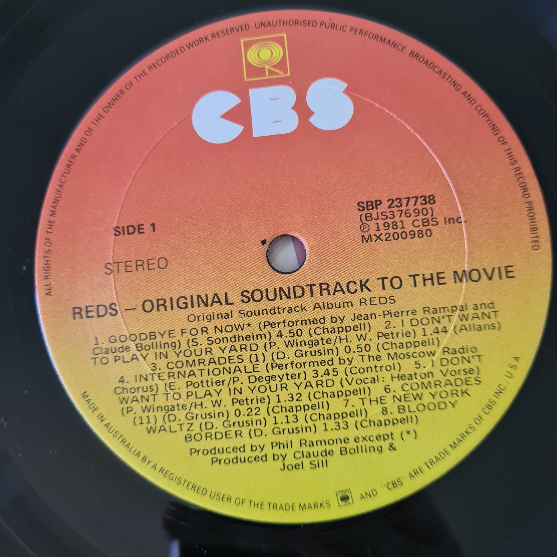 Various - Reds (Original Soundtrack Album) - 1981 - Vinyl Record LP - Sound Hound Records