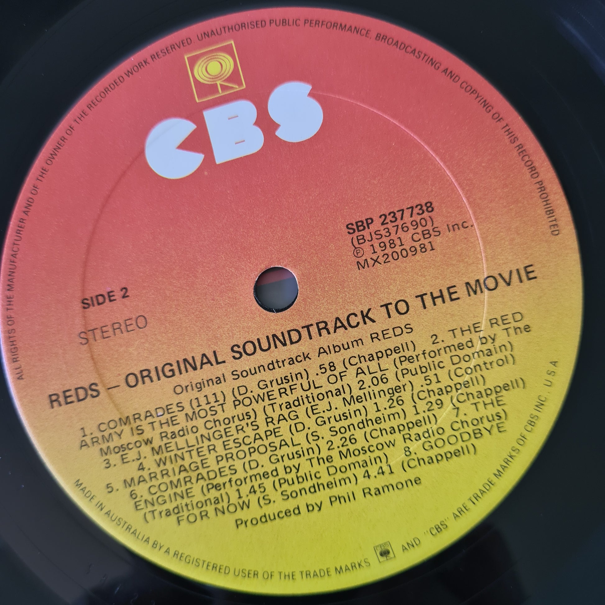 Various - Reds (Original Soundtrack Album) - 1981 - Vinyl Record LP - Sound Hound Records