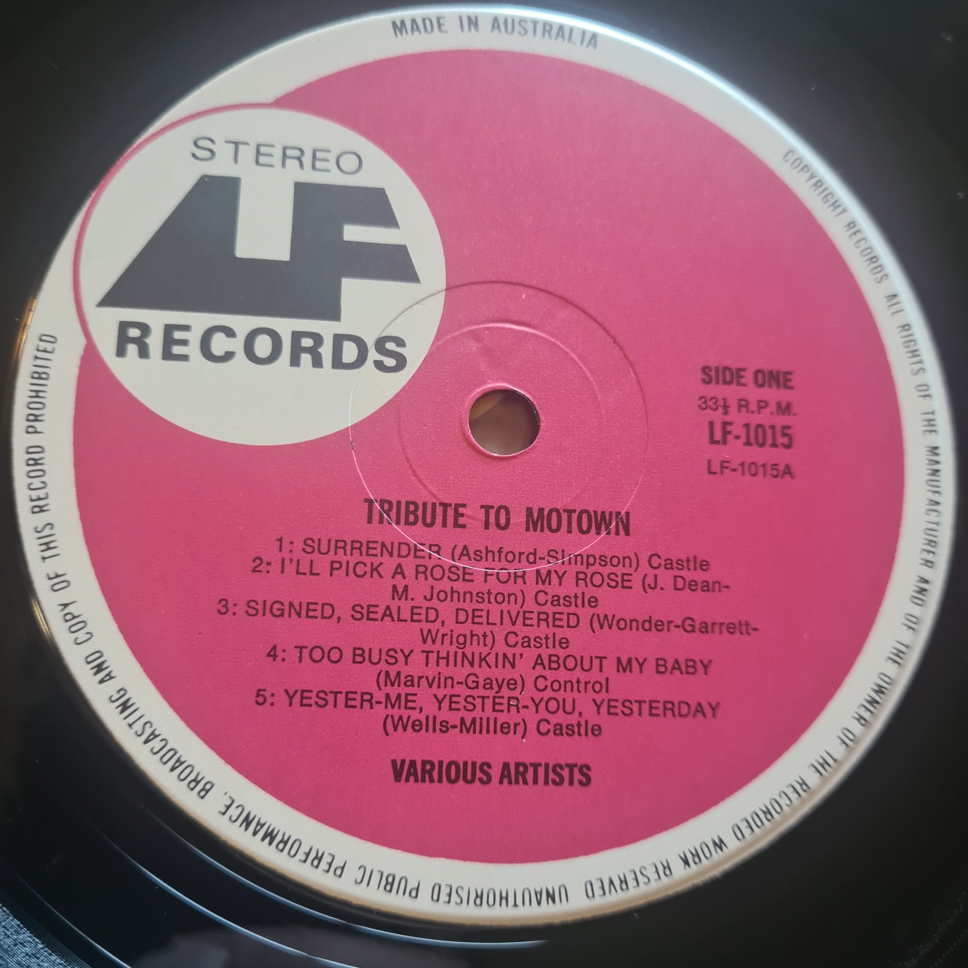 Various - Tribute To Motown - 1972 - Vinyl Record LP - Sound Hound Records