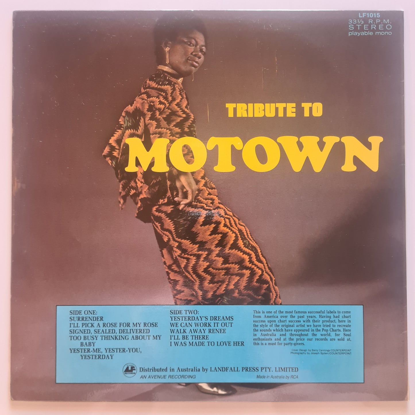 Various - Tribute To Motown - 1972 - Vinyl Record LP - Sound Hound Records