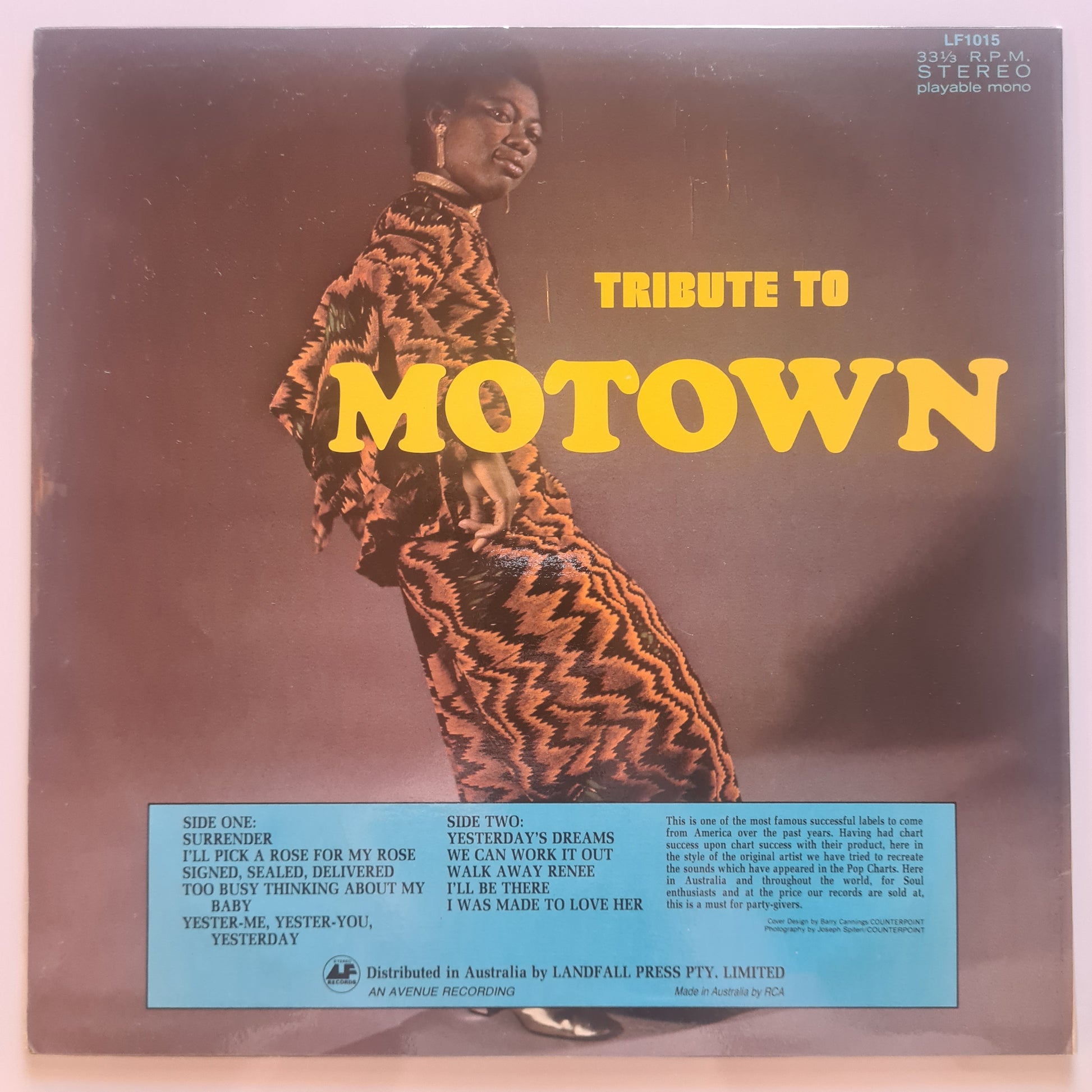 Various - Tribute To Motown - 1972 - Vinyl Record LP - Sound Hound Records