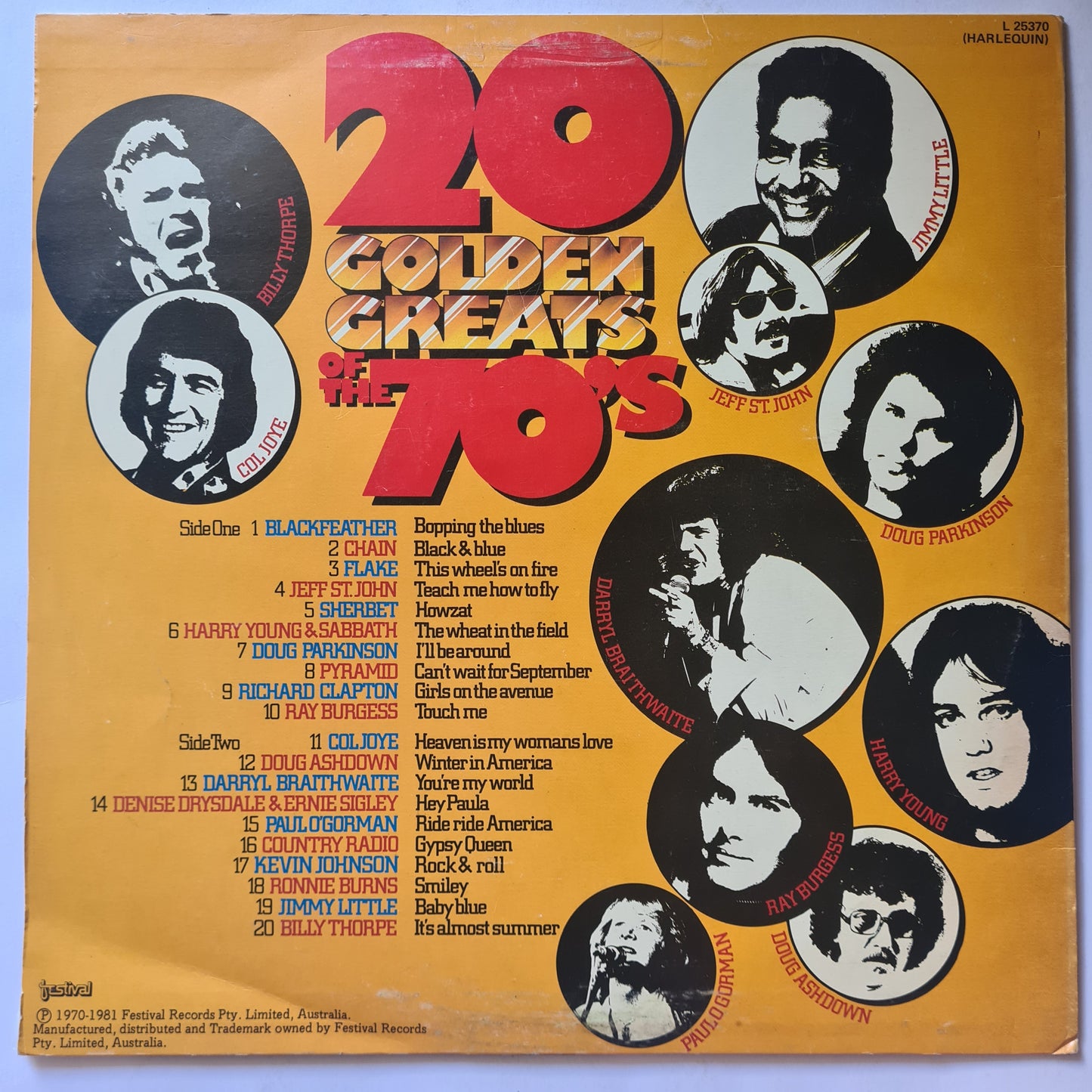 Various – 20 Golden Greats Of The 70's - 1981 - Vinyl Record LP (near mint)- (Black Feather, Richard Clapton, Chain, Sherbert, etc) - Sound Hound Records