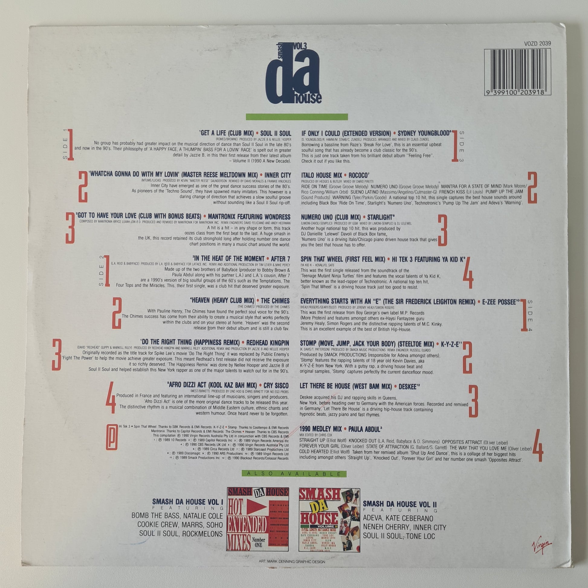 Various Artists - Smash Da House Vol 3 - 1990 - Vinyl Record 2LP (RARE Australian Only Release) (near mint) - Sound Hound Records