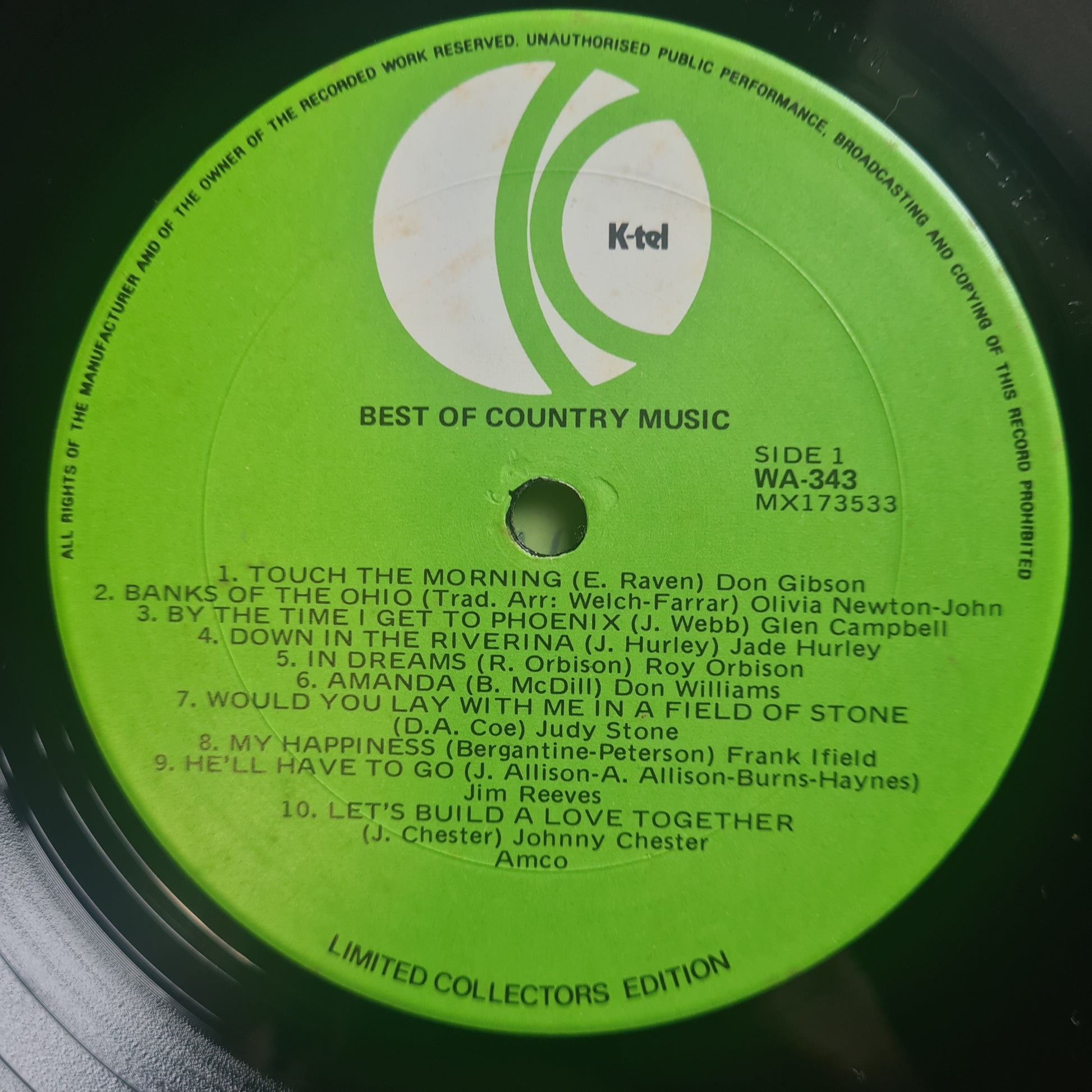 Various Artists/Hits album - Best Of Country Music - 1974 - Vinyl Record LP - Sound Hound Records