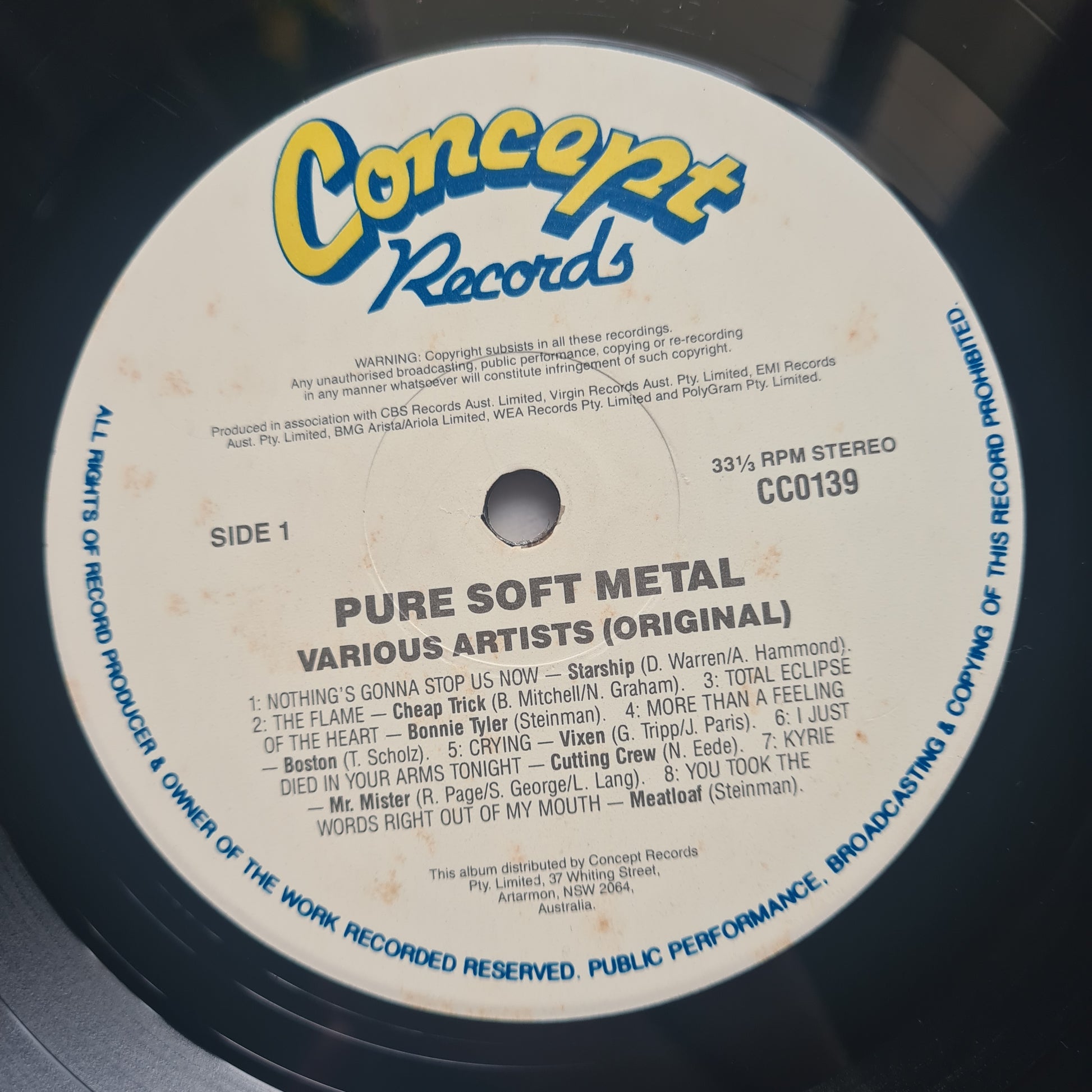 Various Artists – Pure Soft Metal - 1990 - Vinyl Record LP - Sound Hound Records