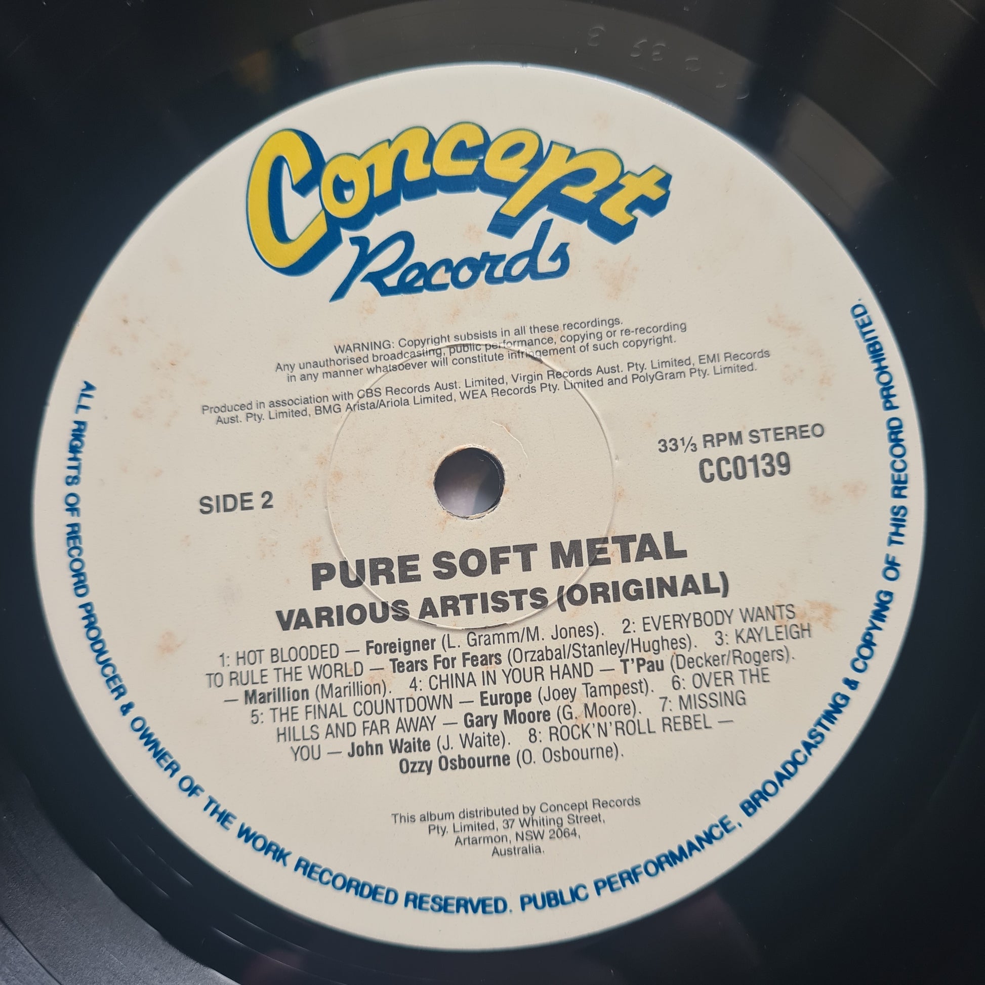 Various Artists – Pure Soft Metal - 1990 - Vinyl Record LP - Sound Hound Records
