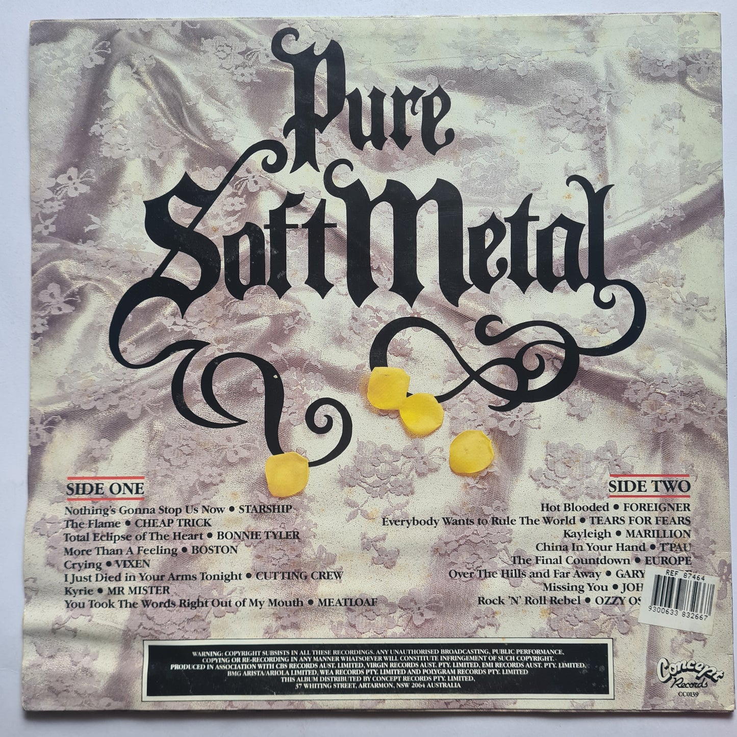 Various Artists – Pure Soft Metal - 1990 - Vinyl Record LP - Sound Hound Records