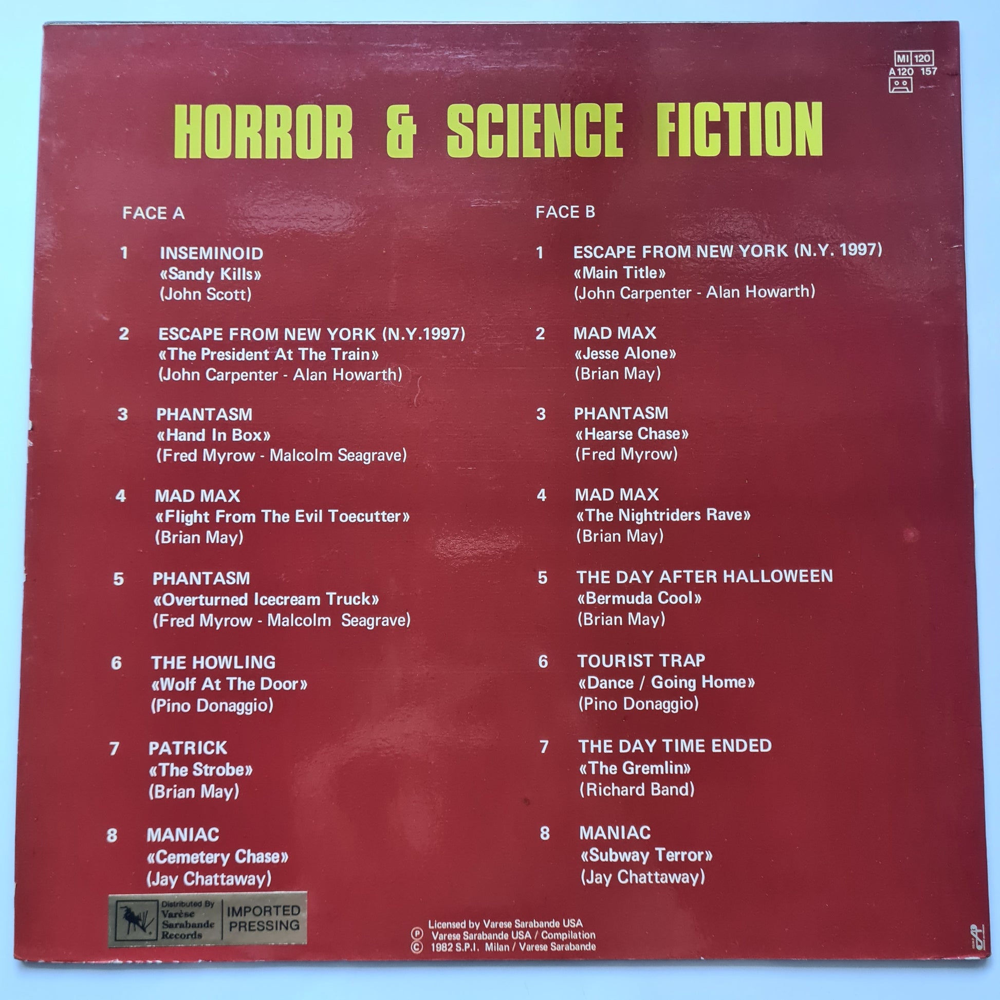 Various – Horror & Science Fiction (Original Motion Picture Soundtracks) - 1982 (French Pressing)- Vinyl Record LP - Sound Hound Records