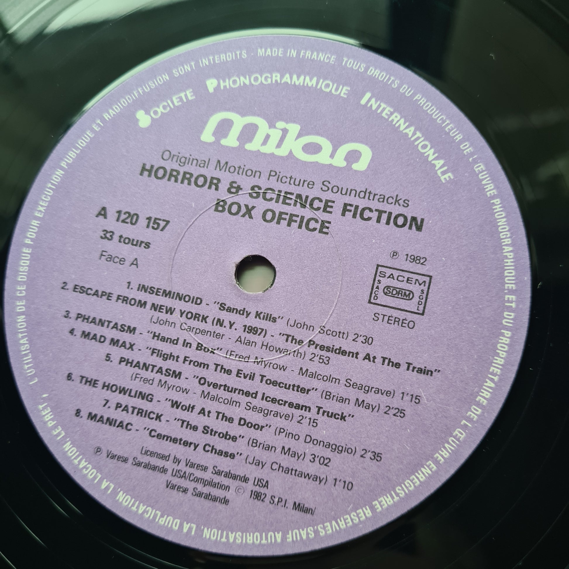 Various – Horror & Science Fiction (Original Motion Picture Soundtracks) - 1982 (French Pressing)- Vinyl Record LP - Sound Hound Records