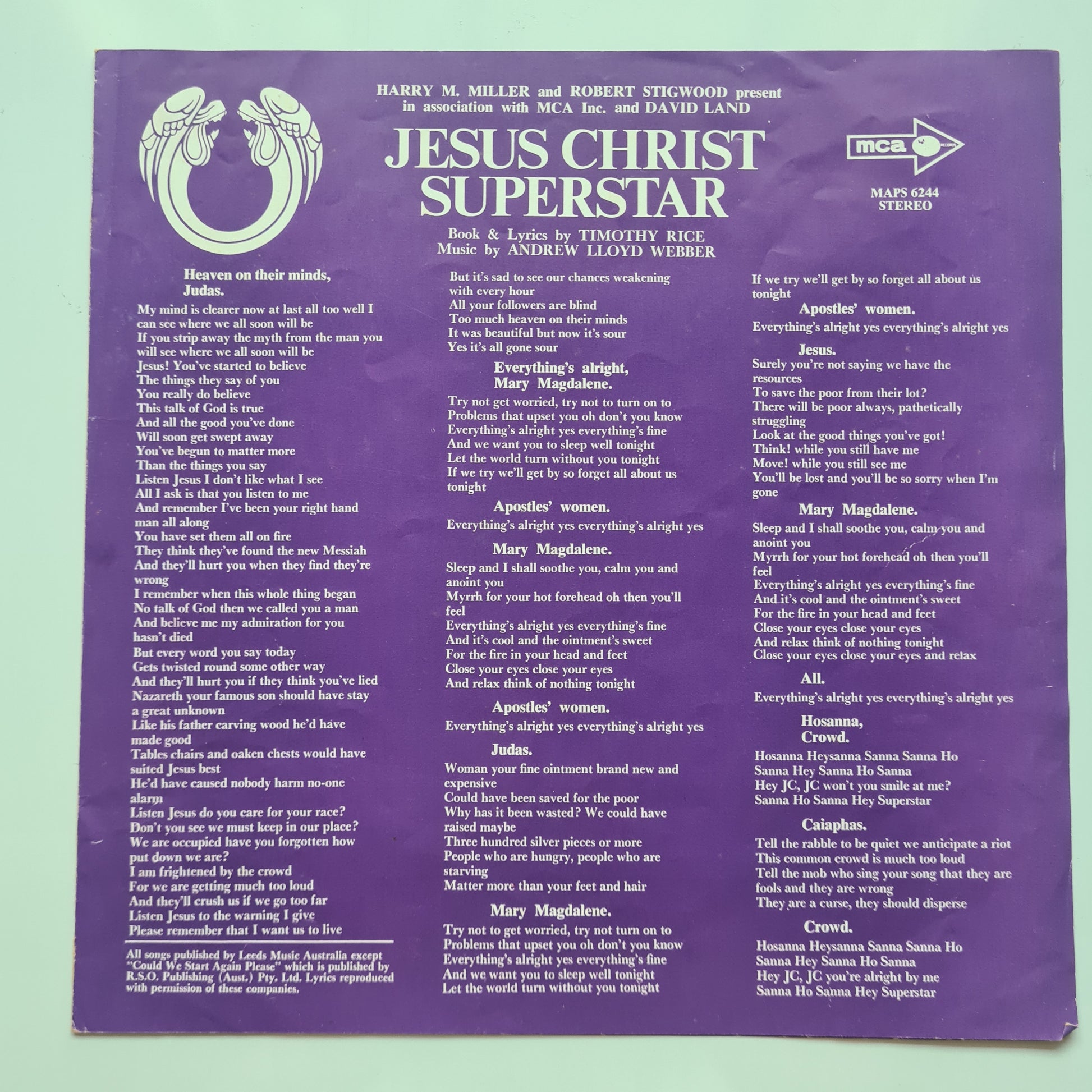 Various – Jesus Christ Superstar (Original Australian Cast Recording) - 1972 (1973 repress) - Vinyl Record LP - Sound Hound Records